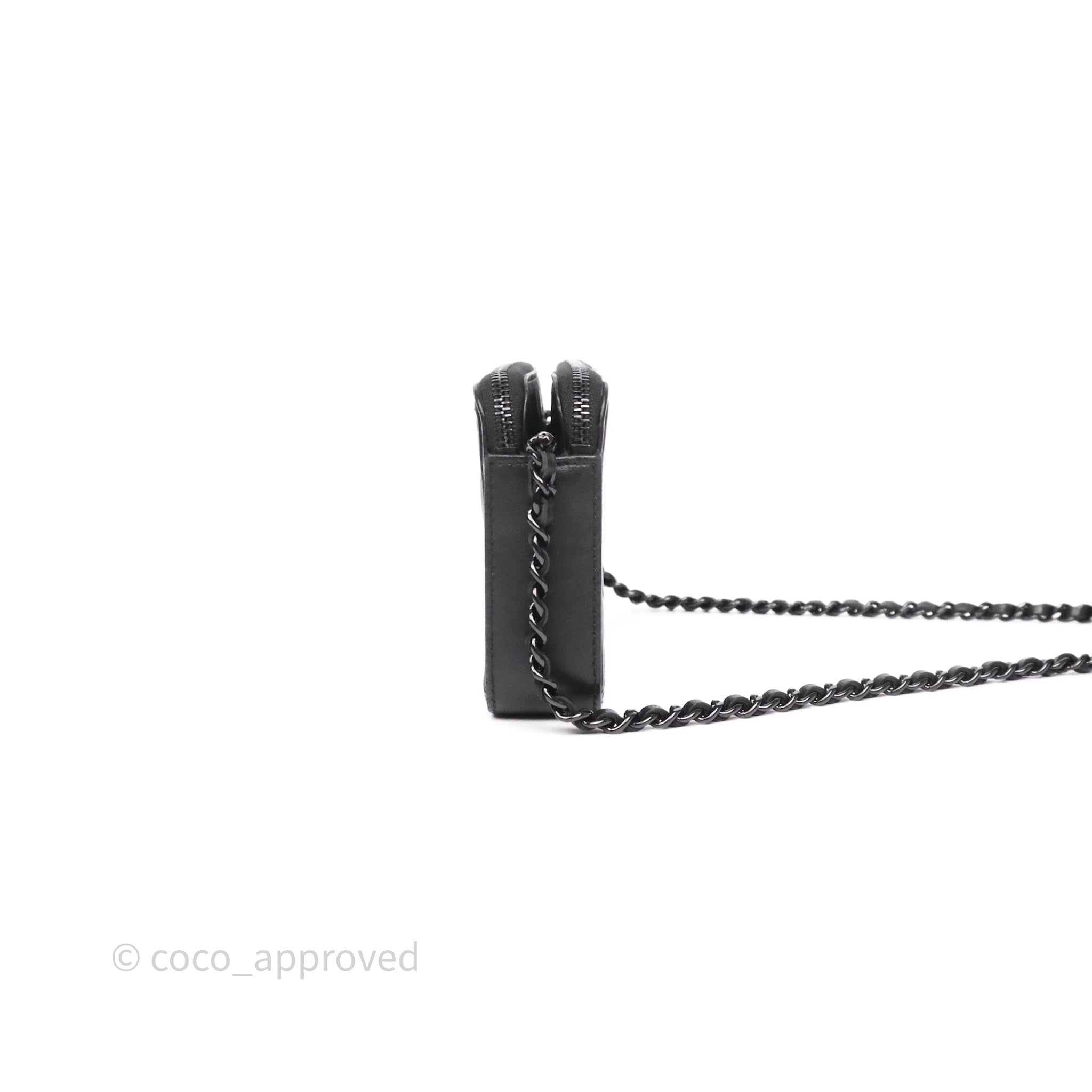 Chanel Boy Double Zip Clutch On Chain So Black Lambskin Leather Crossbody Bag - Perfect for Evening Parties, Date Nights & Luxury Fashion Accessories