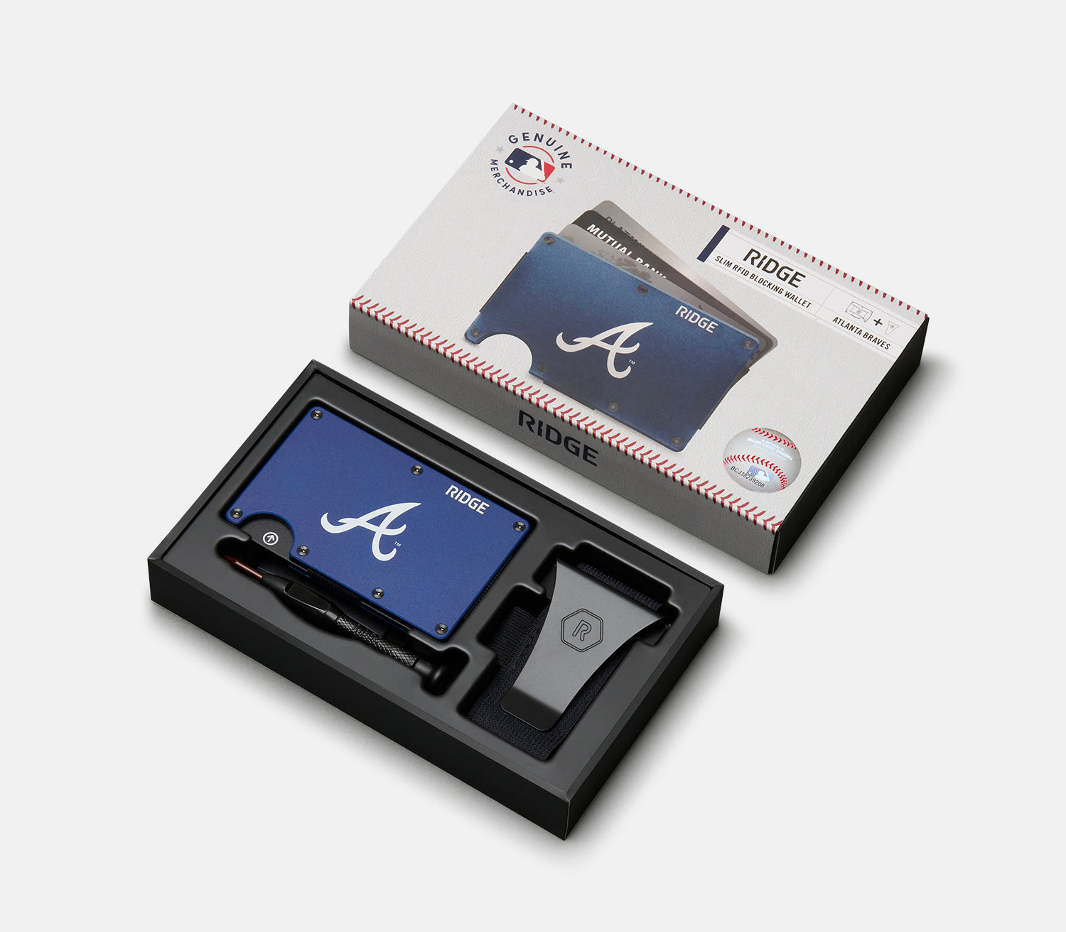 Ridge Wallet for Men - Slim RFID Blocking Front Pocket Wallet - Atlanta Braves Edition - Perfect for Everyday Carry, Travel & Gifting