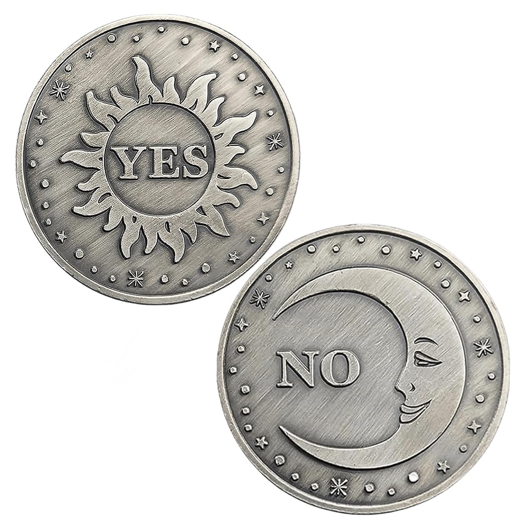 Yes No Decision Coin - Sun & Moon Challenge Coin for Divination, Meditation, and Decision Making | Perfect for Meditation, Tarot Readings, and Spiritual Guidance