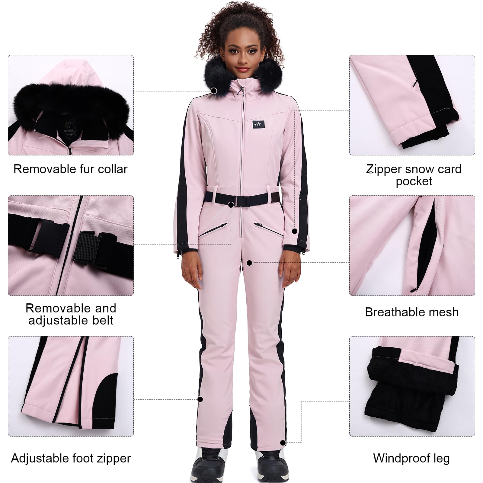 Women's Insulated Waterproof Windproof Ski Suit - One Piece Snowsuit for Winter Outdoor Activities, Skiing & Snowboarding | Warm & Slim Fit for Cold Weather Adventures