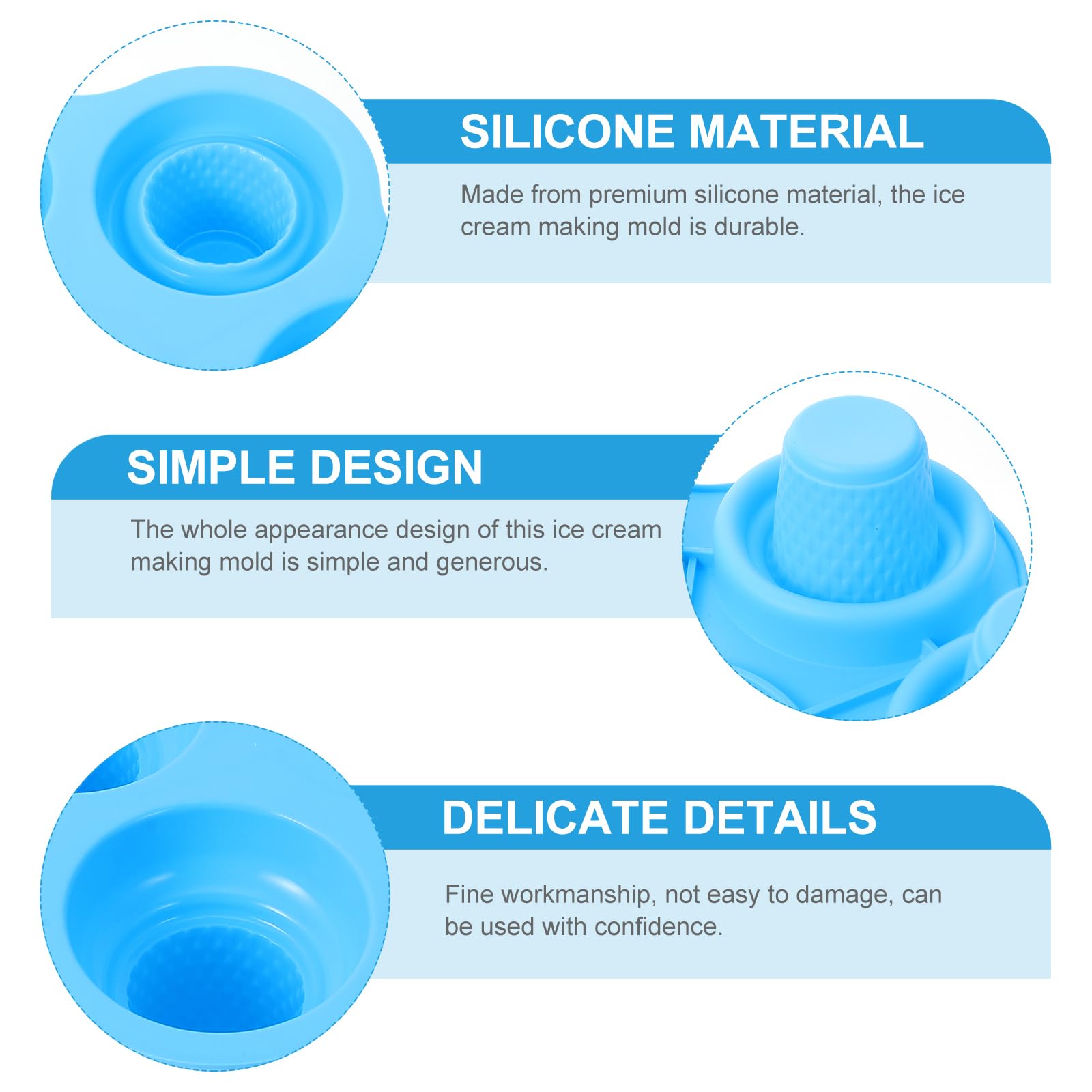 Hemoton 6-Cavity Silicone Popsicle Molds - Reusable Ice Cream Cone & Cake Cup Molds for DIY Chocolate, Dessert Decor, Wedding Cakes - BPA-Free Baking Ice Cube Tray for Homemade Treats (Blue) | Perfect for Summer Parties, Kids Snacks & Holiday Baking