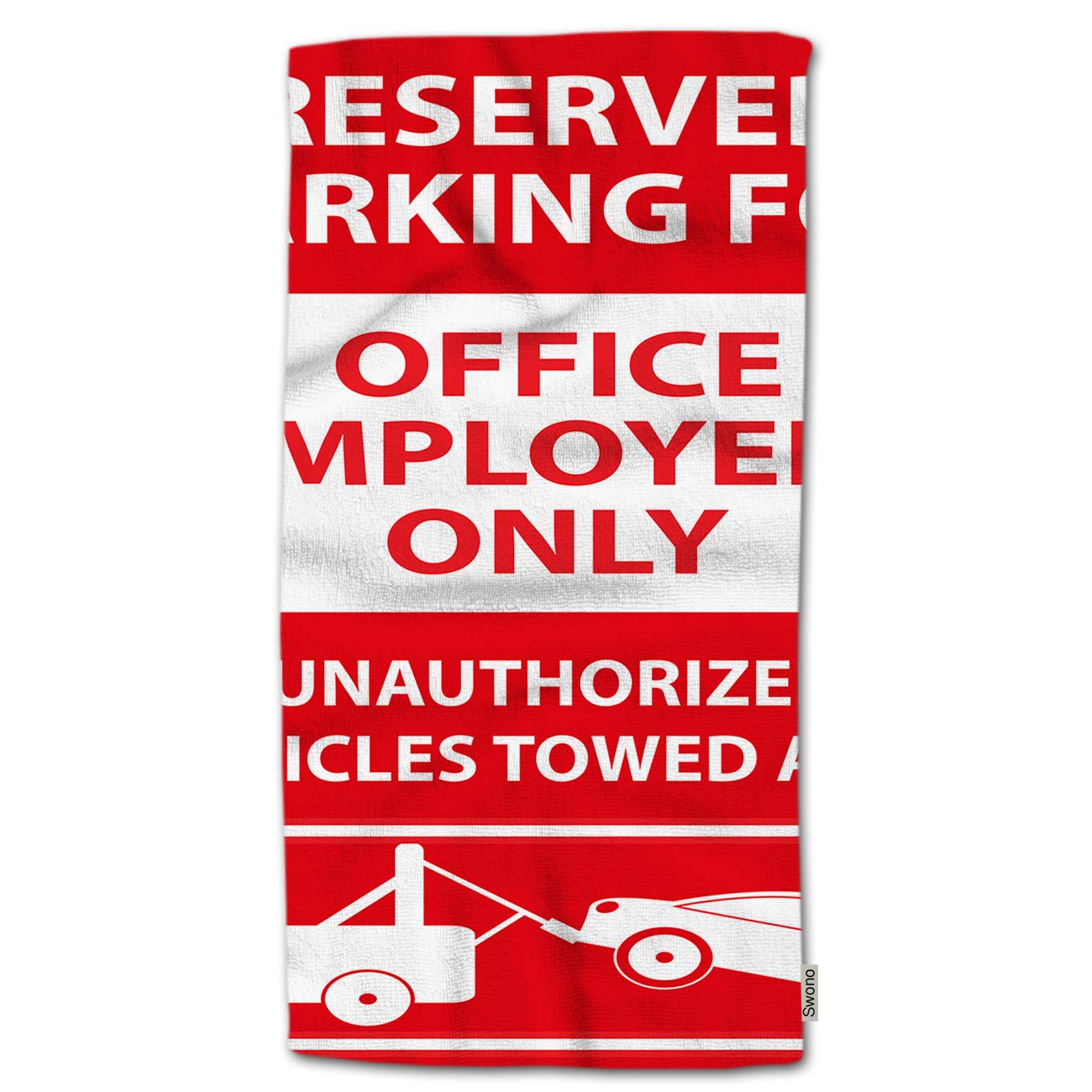 Swono Reserved Parking Hand Towel - Soft Polyester Warning Sign for Office Employees - 30