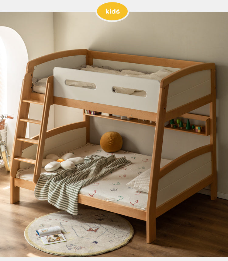 Solid Wood Poplar Kids Bunk Bed with Ladder & Guardrail - Space-Saving Multifunctional Loft Bed for Small Rooms, Dorms & Shared Kids Bedrooms