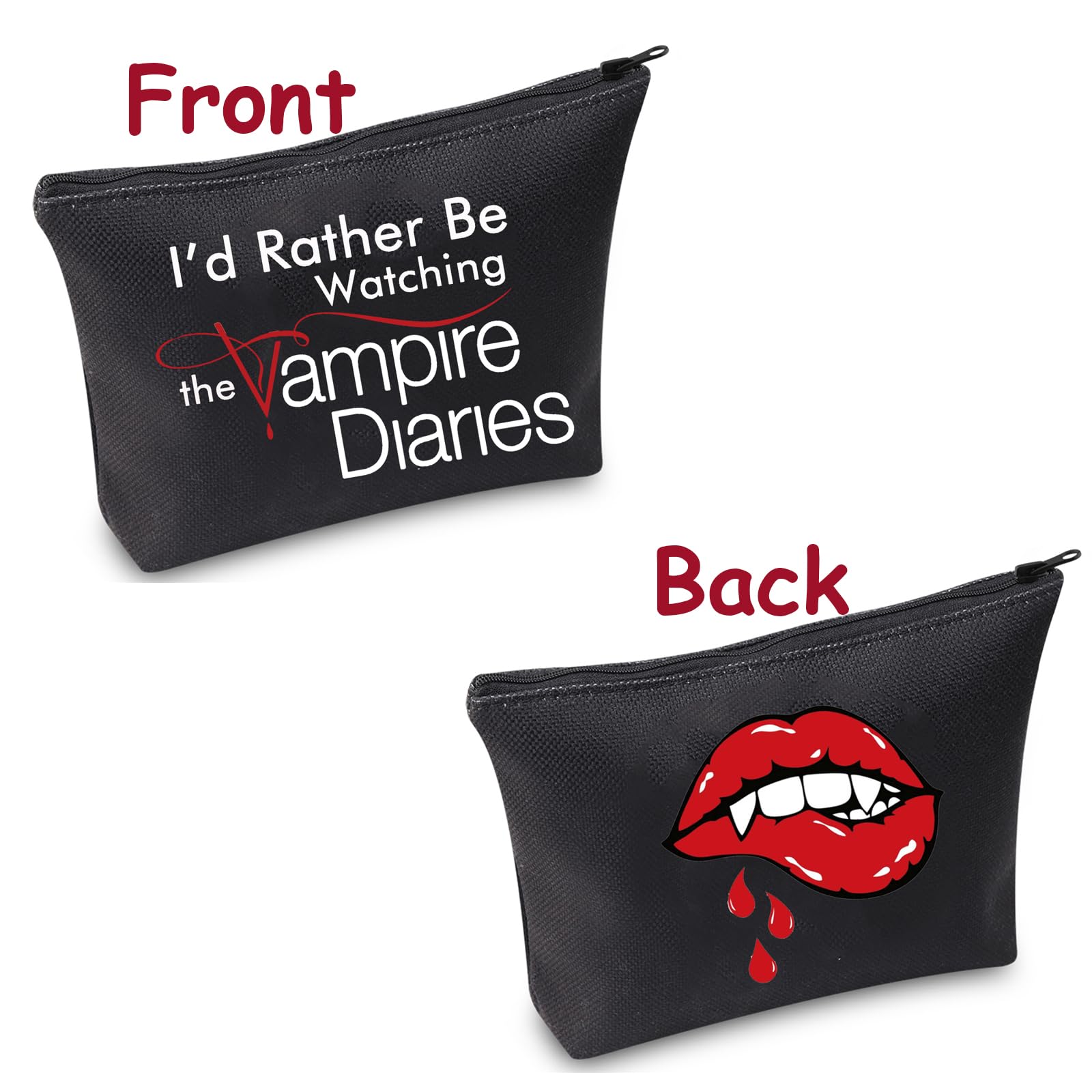 TSOTMO TV Show Inspired Makeup Bag - 'I'd Rather Be Watching' Vampire Fandom Gift (Vamp Bag) | Perfect for Cosplay, Conventions & Fangirl Essentials