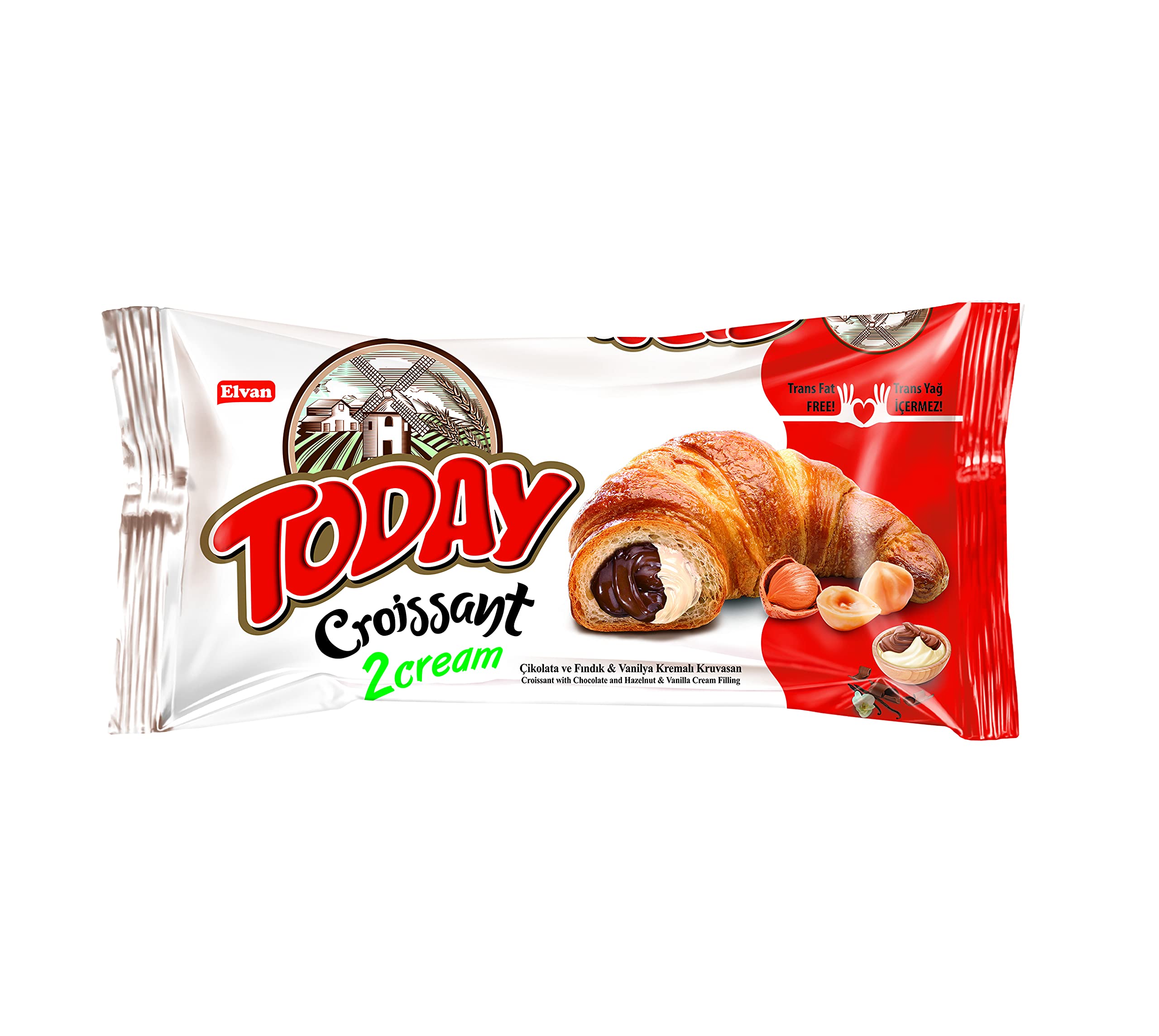 Elvan Today Chocolate & Vanilla Croissants (6 Pack) - Individually Wrapped, Buttery Soft Breakfast Pastries | Ready to Eat, Perfect for Breakfast, Lunchbox Snacks, Office Treats & Afternoon Tea