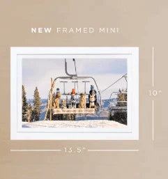 Gray Malin Chairlift Pups Aspen Horizontal Mini Framed Print - Cute Dog Wall Art for Living Room, Bedroom & Office Decor