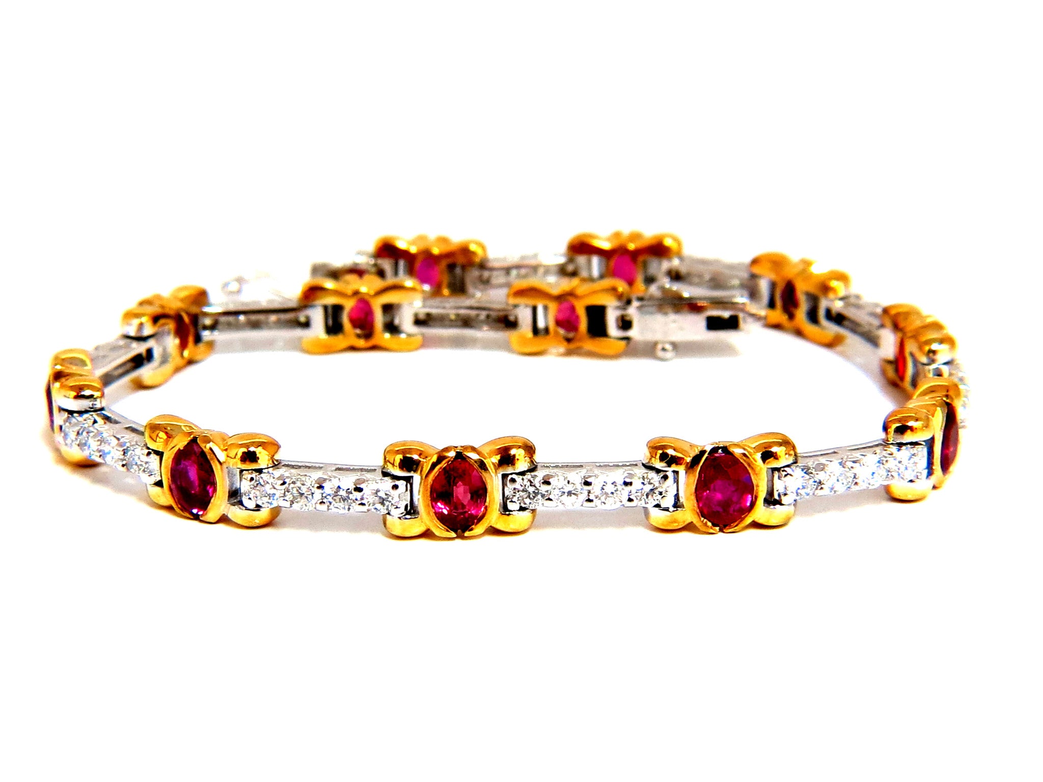 3.76ct Natural Ruby & Diamond Tennis Bracelet in 14K Gold - Vivid Red Gemstone Jewelry for Women, Perfect Gift for Anniversary, Valentine's Day & Special Occasions