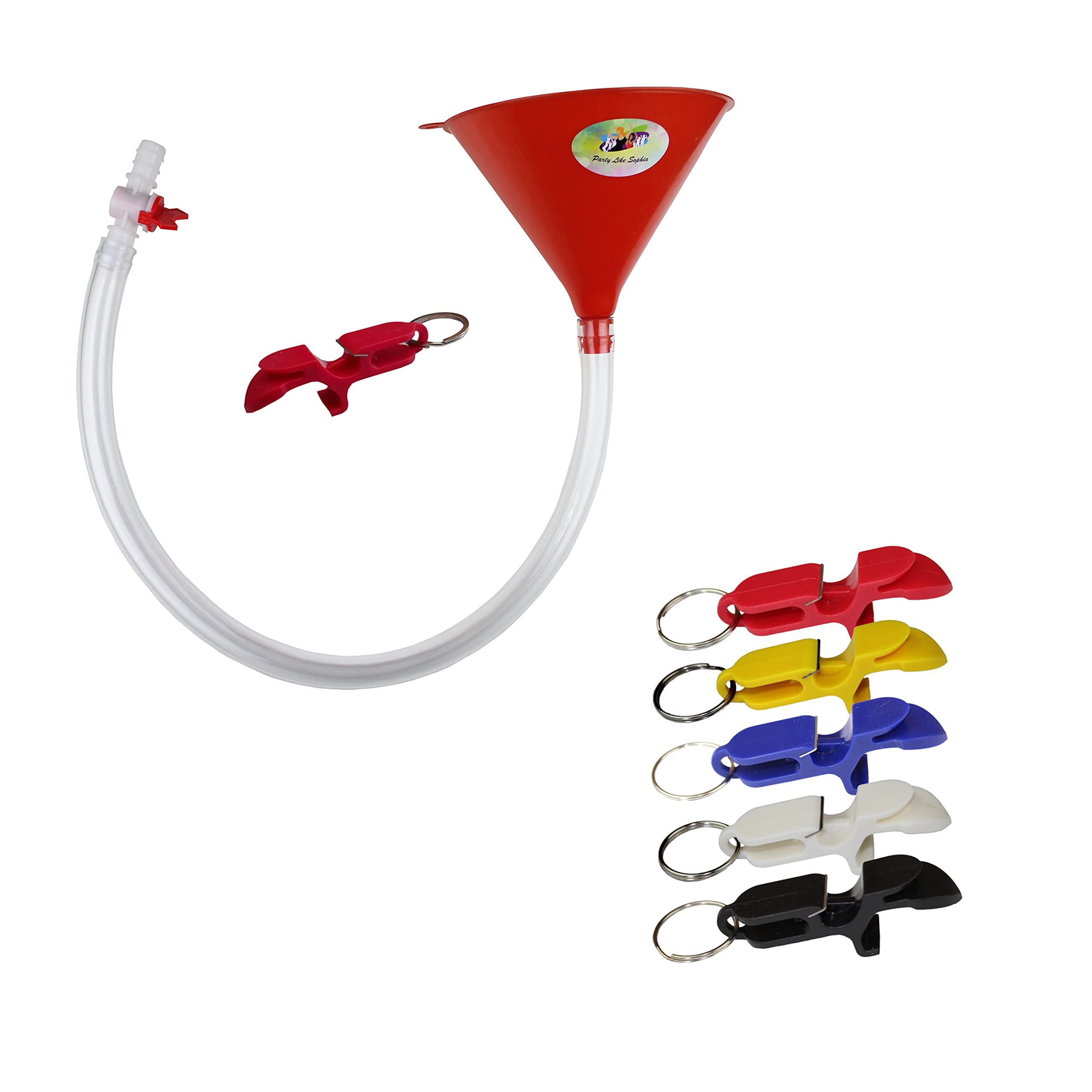Premium Beer Bong Funnel with Adjustable Valve - 5 Piece Shotgunning Tool Kit for College Parties, Tailgating & Outdoor Events - Ultimate Drinking Game Accessories