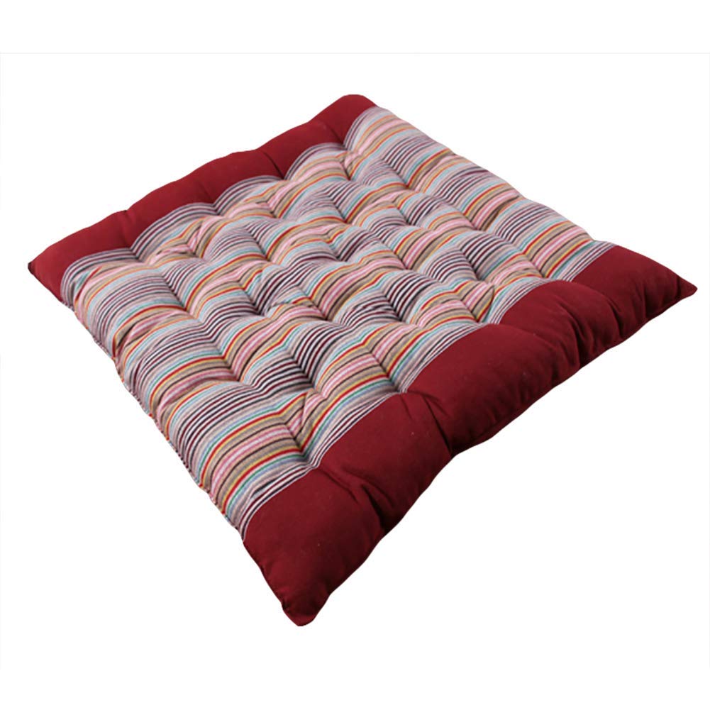 FCXBQ 4-Pack Comfortable Dining Chair Cushions - Soft, Easy Clean Universal Stripe Square Cushion Pads for Indoor, Office & Bay Window Seating (Red Wine Color) - Perfect for Home Dining Sets, Workstations & Reading Nooks