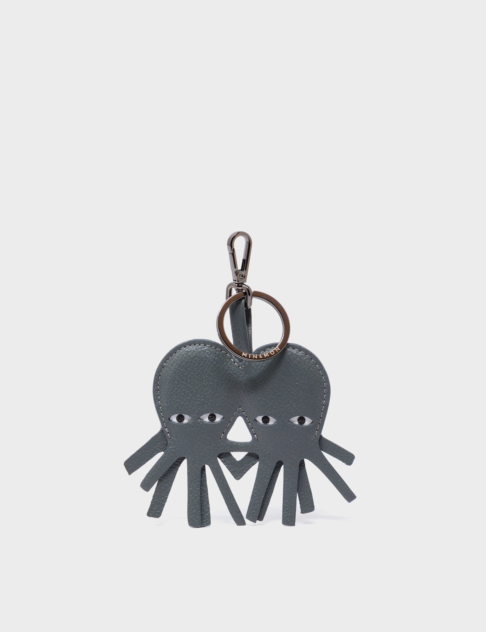 Octotwins Charm - Stormy Gray Leather Keychain for Keys, Bags & Gifts | Cute Octopus Key Ring Accessory for Everyday Use