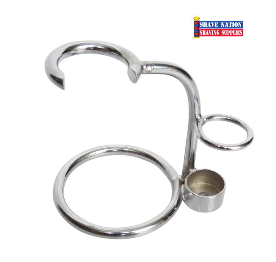 Premium Stainless Steel Razor & Shaving Brush Stand for Classic and Stout Brushes - Perfect for Wet Shaving, Grooming Kits & Bathroom Organization