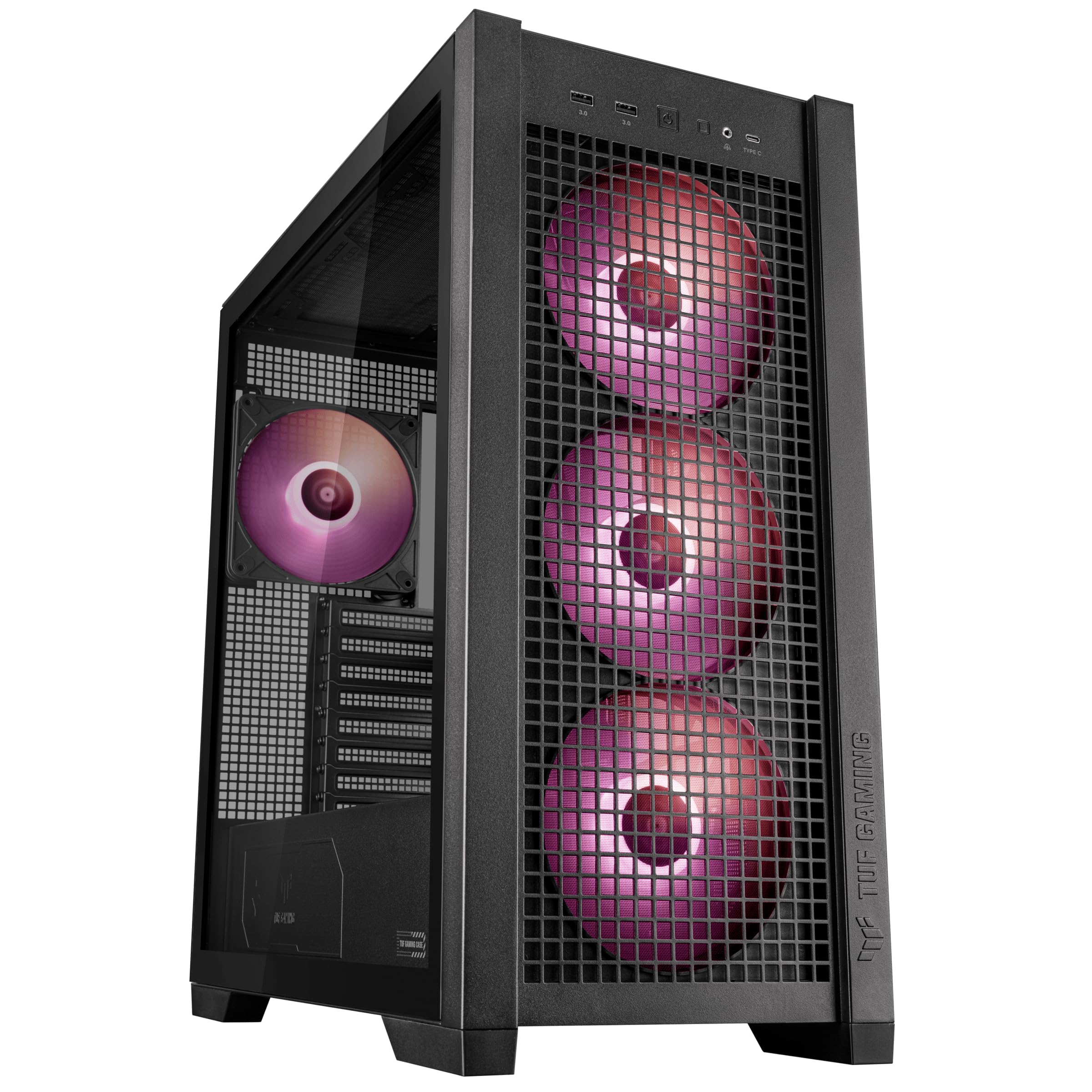 ASUS TUF Gaming GT302 ARGB ATX Mid-Tower PC Case with 4x140mm ARGB Fans - High Airflow & Static Pressure, Interchangeable Side Panel, Detachable Top Panel, Hidden-Connector MB Support - Perfect for Gaming Rigs & High-Performance PC Builds
