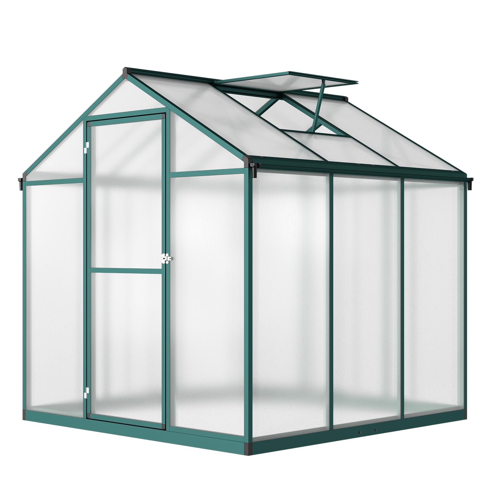 Garvee 6x6 FT Polycarbonate Greenhouse for Outdoors - Quick Setup Aluminum Walk-in Greenhouse with Roof Vent for Garden & Backyard | Perfect for Growing Vegetables, Flowers & Herbs Year-Round