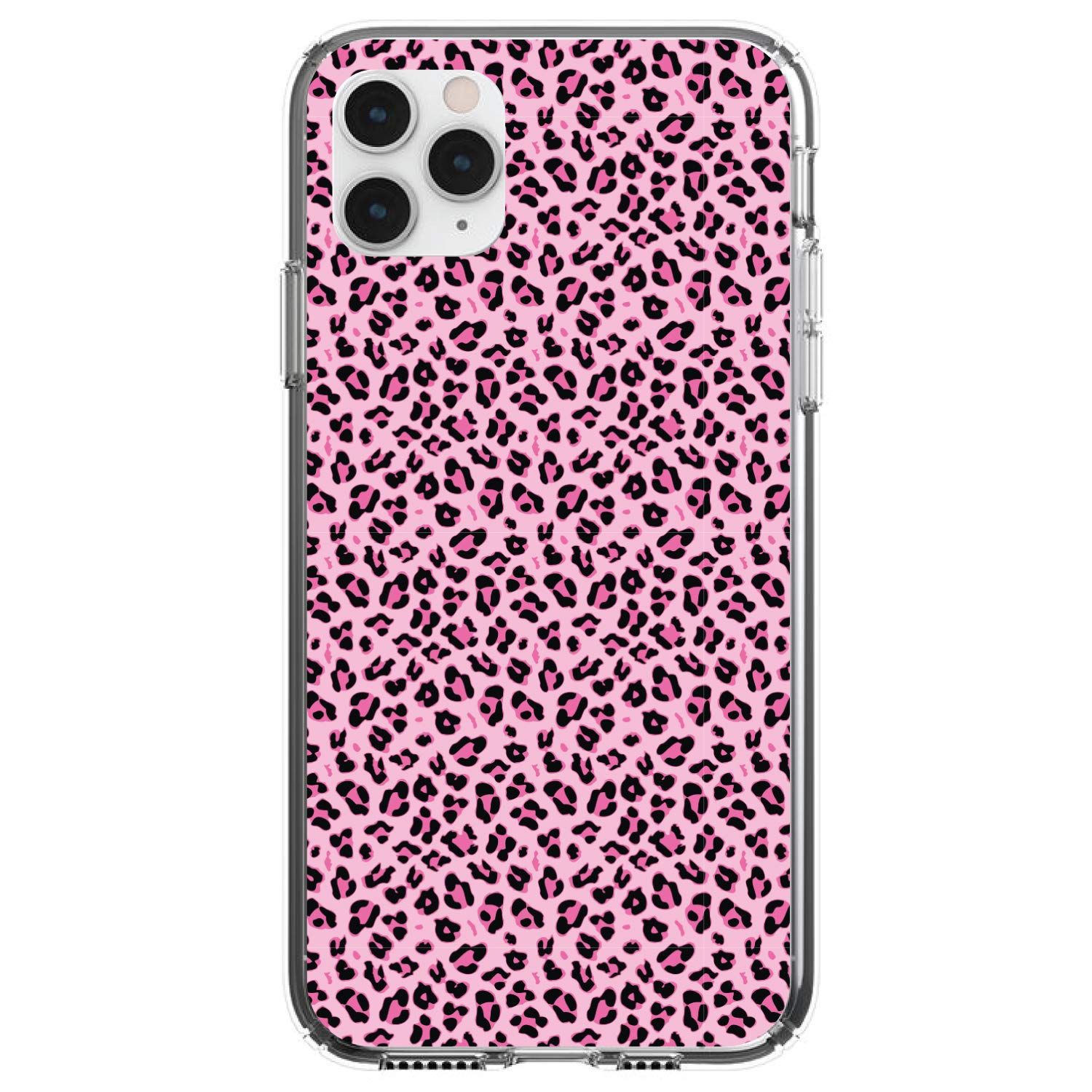Premium Clear Shockproof Hybrid Case for iPhone 13 Pro Max (6.7 Inch) - TPU Bumper with Acrylic Back & Tempered Glass Screen Protector - Black Pink Leopard Print - Slim Protective Cover for Work, Travel & Outdoor Activities