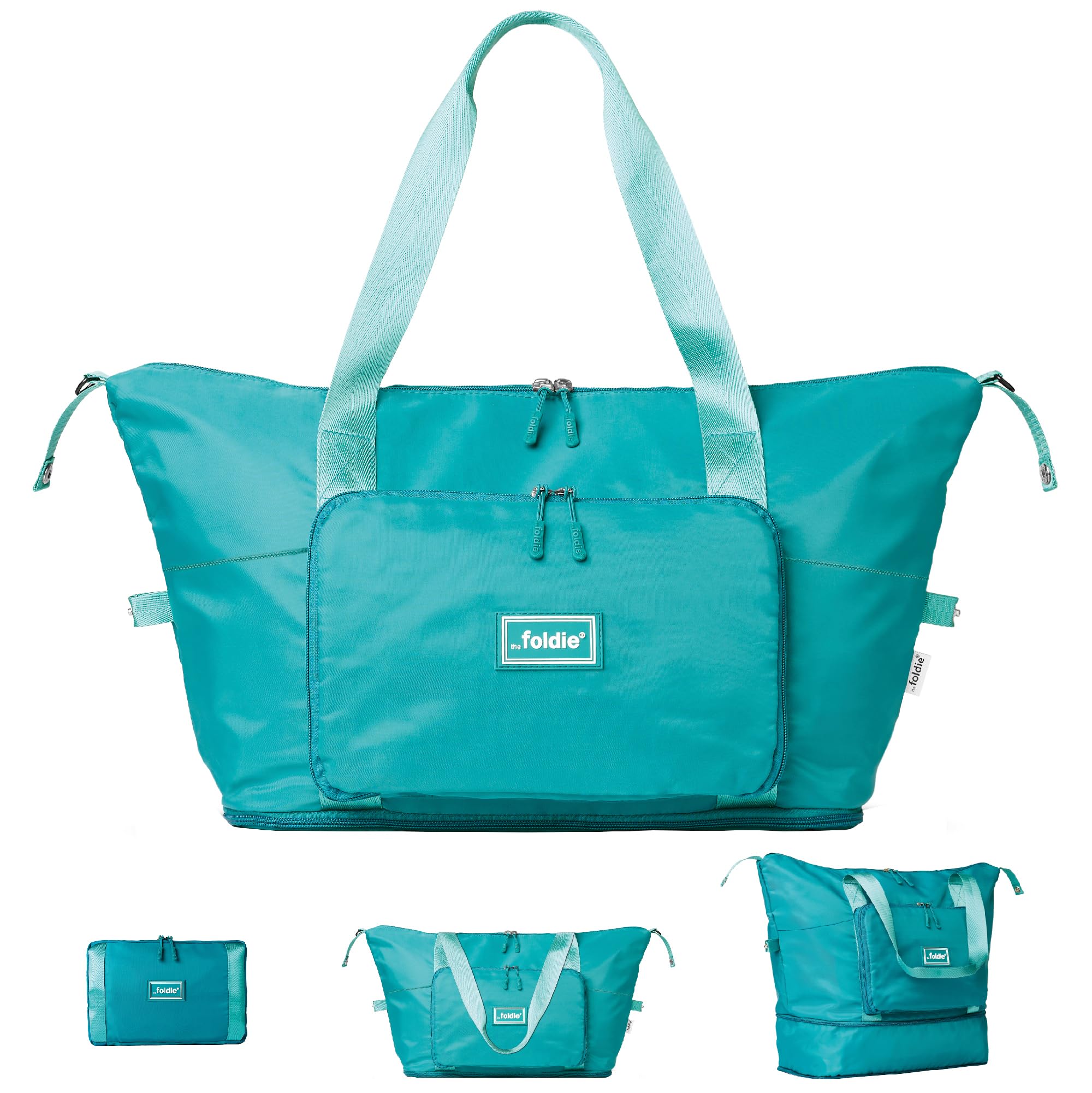 The Foldie® Foldable Travel Tote Bag for Women - Lightweight Weekender Bag with Pockets, Perfect for Gym, Beach & Airplane Carry-On | Durable & Stylish Travel Accessory