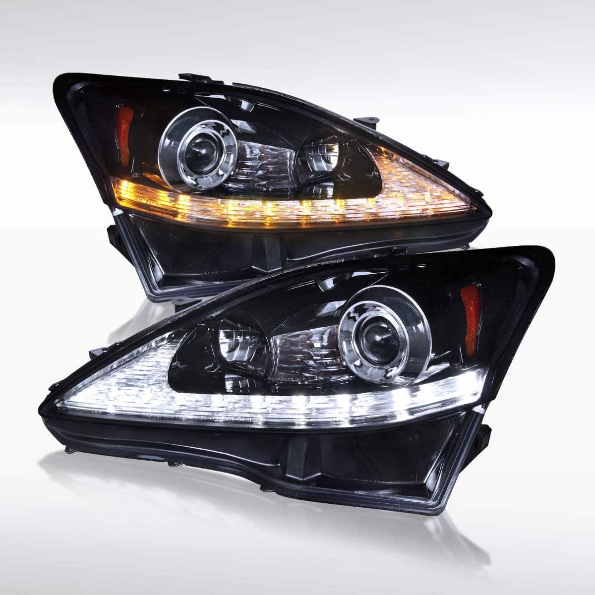 2006-2009 Lexus IS250 IS350 Projector Headlight Housing Kit - Glossy Black SMD LED Replacement for Improved Night Visibility - Perfect for Car Upgrades & Night Driving Safety