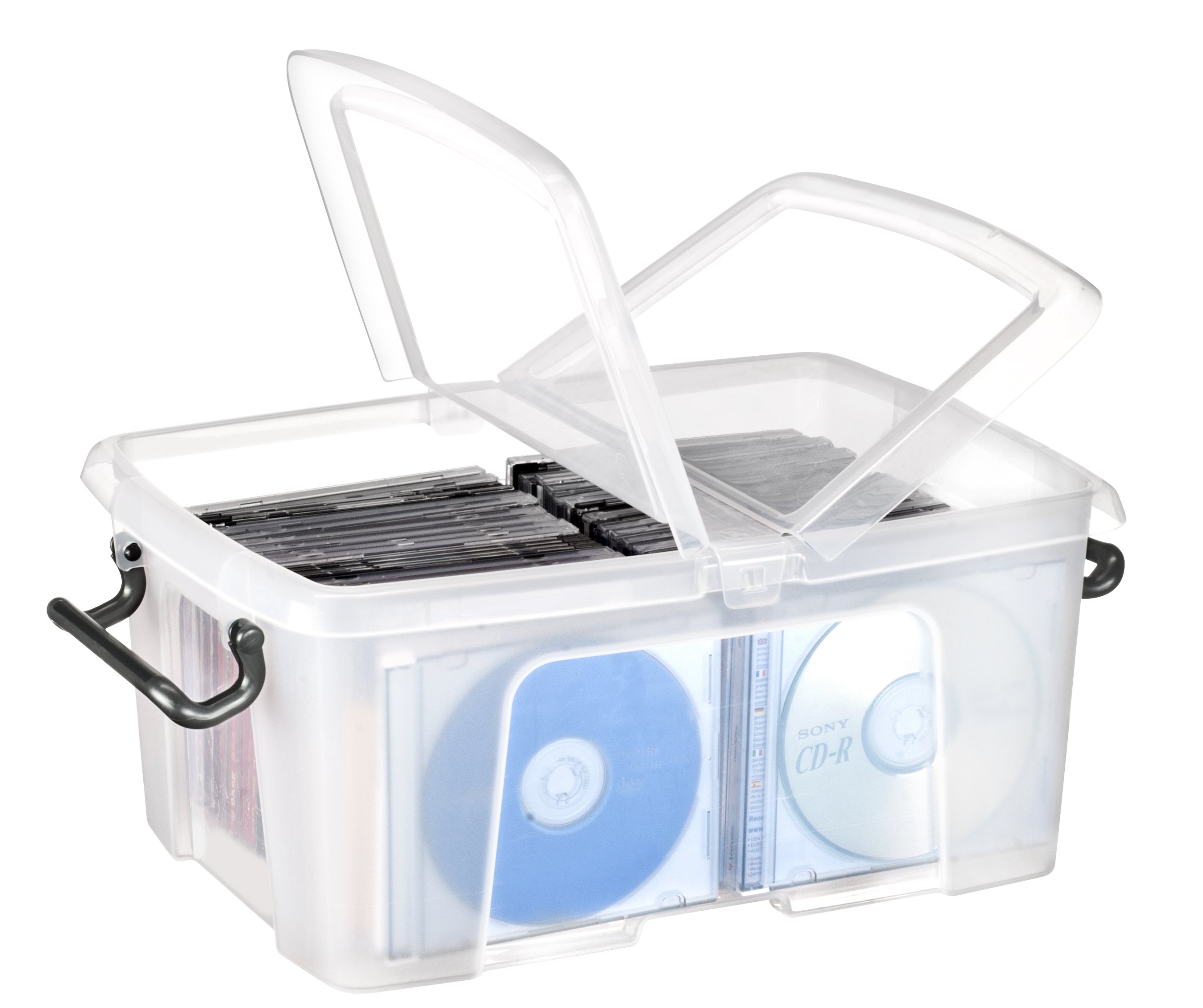 12L Clear Smart Storage Box with Clip-On Folding Lid & Carry Handles - Perfect for Home Organization, Office Supplies & Travel Accessories Storage