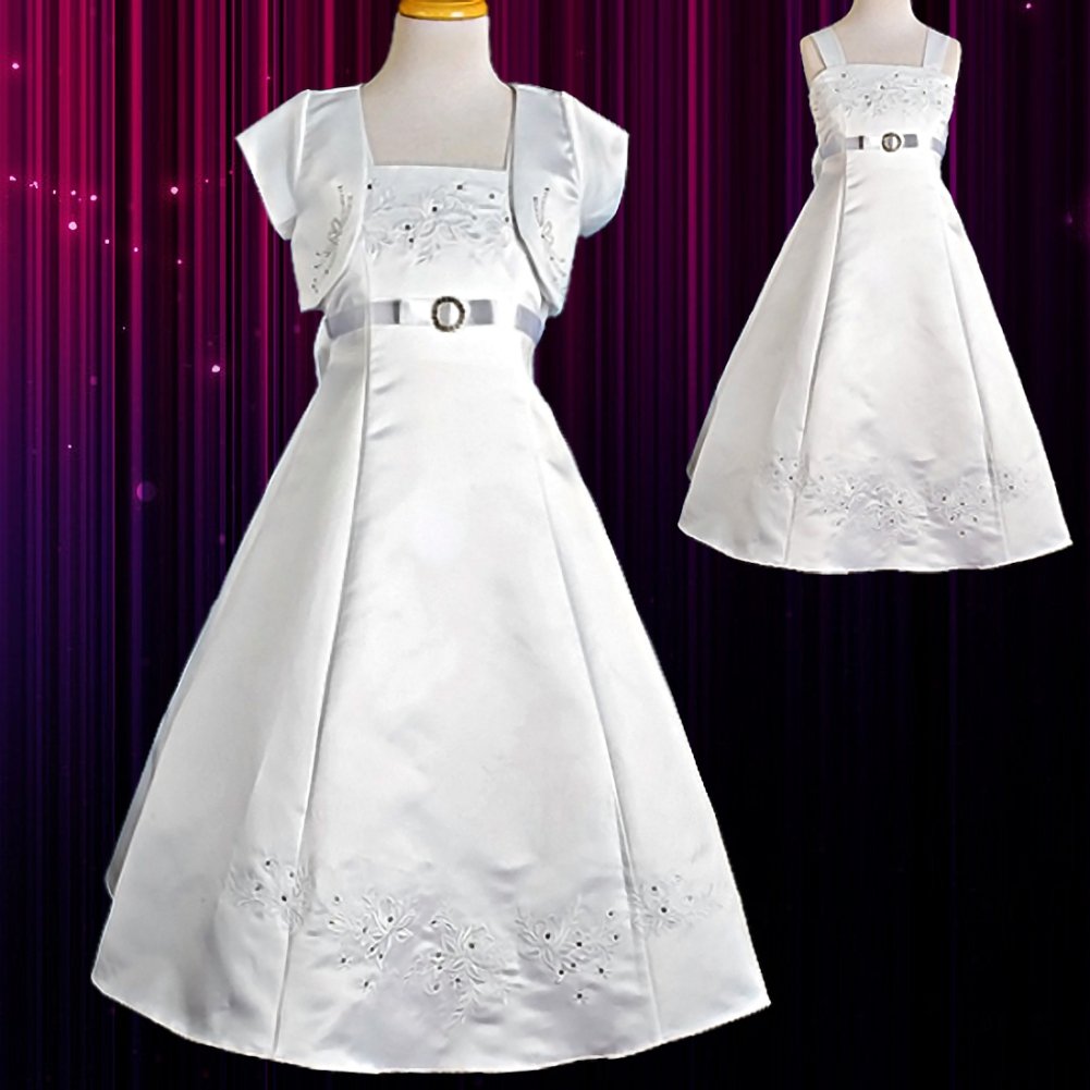 Elegant Daisy Girls' Embroidered Communion Dresses for Special Occasions & Pageants | Sizes 2-12 | Perfect for First Communion, Baptism, and Formal Events
