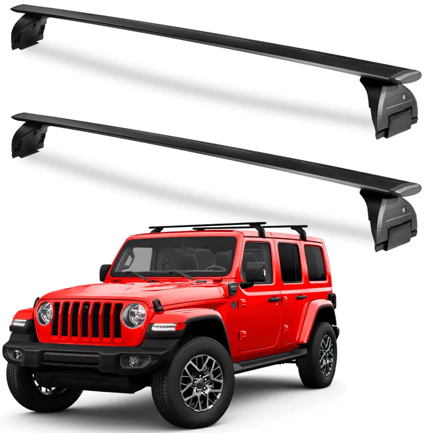 200 lbs Heavy Duty Aluminum Roof Rack Cross Bars for Jeep Wrangler JK JL & Gladiator JT (2007-2024) - Anti-Theft Locking System - Compatible with 2 & 4 Door Models - Perfect for Kayak, Bike, Ski & Luggage Racks - Ideal for Outdoor Adventures, Camping & Road Trips
