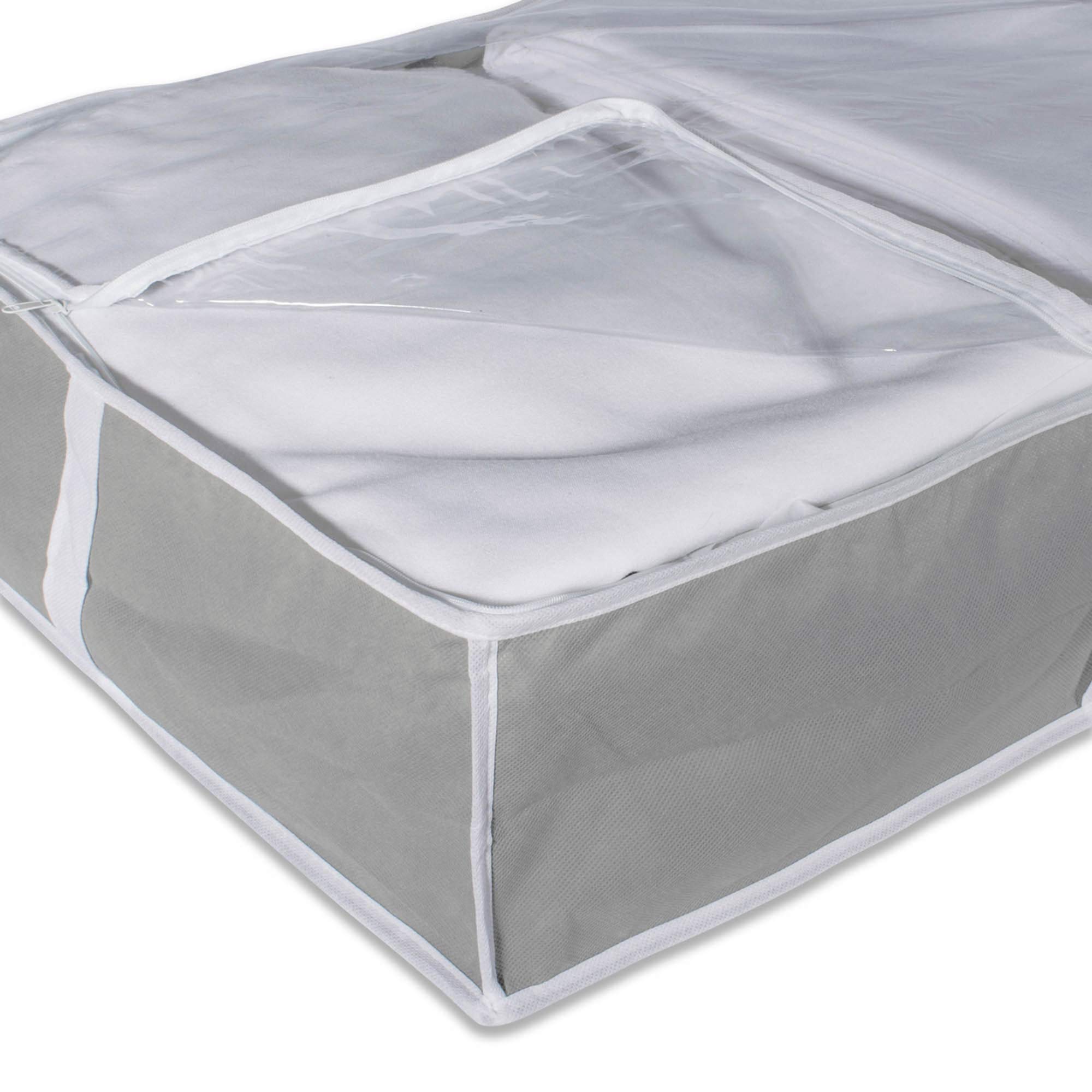 Premium Set of 2 Gray & White Multi-Purpose Closet Storage Bags (40 Inch) - Space Saving Organizers for Clothes, Blankets & Seasonal Items | Ideal for Bedroom, Closet & Travel Storage Organization