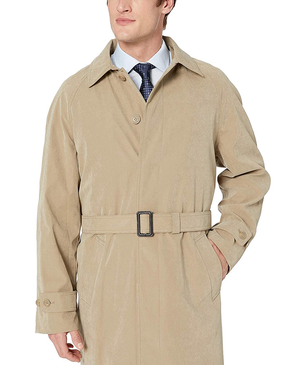 Adam Baker Men's Single Breasted Full Length Trench Coat - Waterproof All-Weather Raincoat for Business, Travel & Outdoor Activities