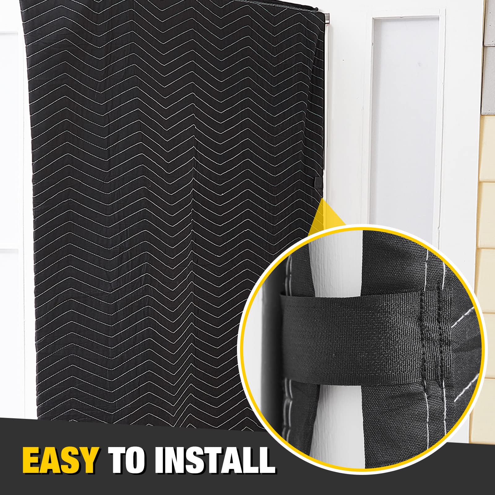 Riakrum 1-Pack Quilted Moving Blanket - 39 x 79 Inches Heavy Duty Cotton Polyester Furniture Protector for Indoor & Outdoor Use - Washable & Reusable Door Cover, Black - Perfect for Moving, Storage & Home Protection