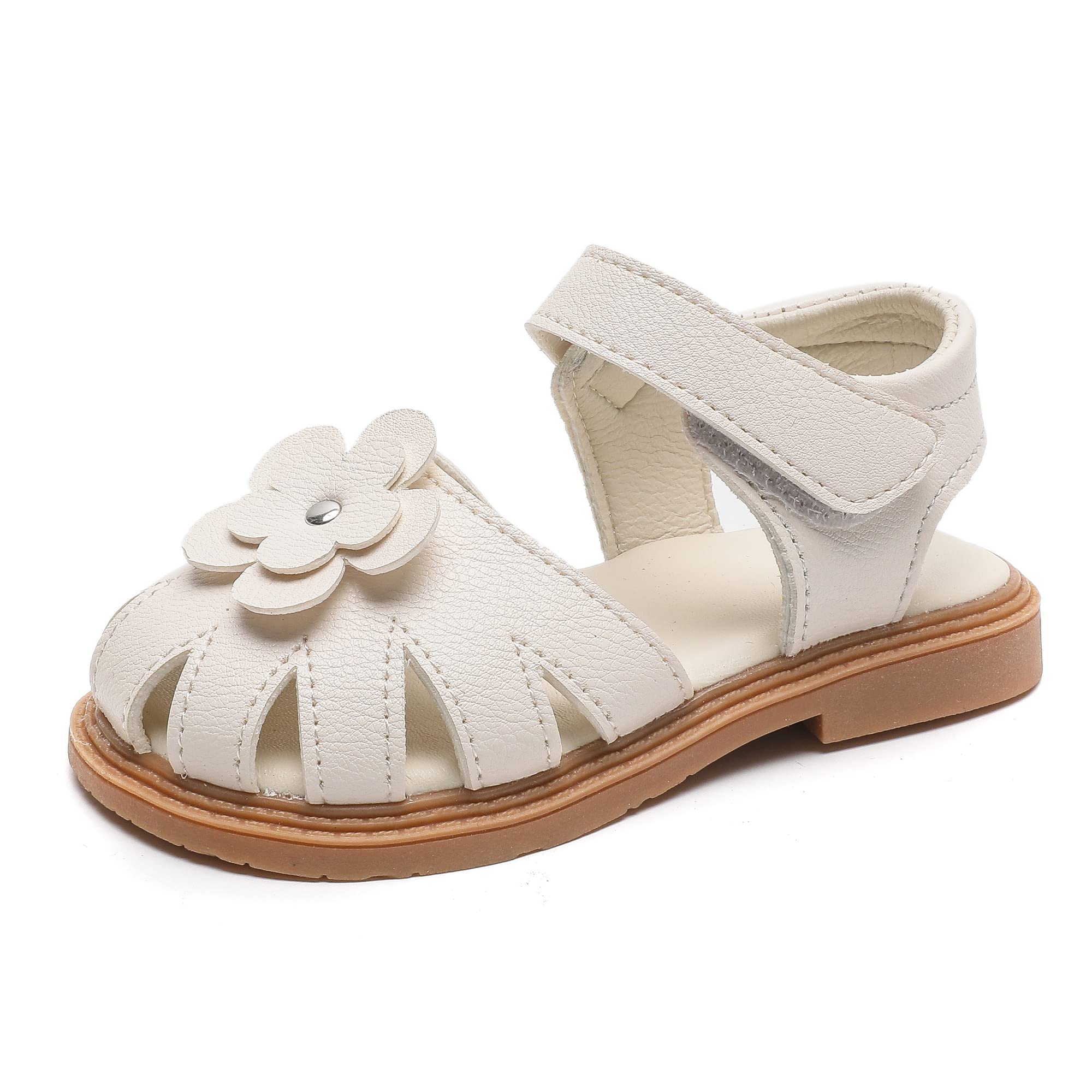 Komfyea Girls Summer Flower Flat Sandals for Beach & Play