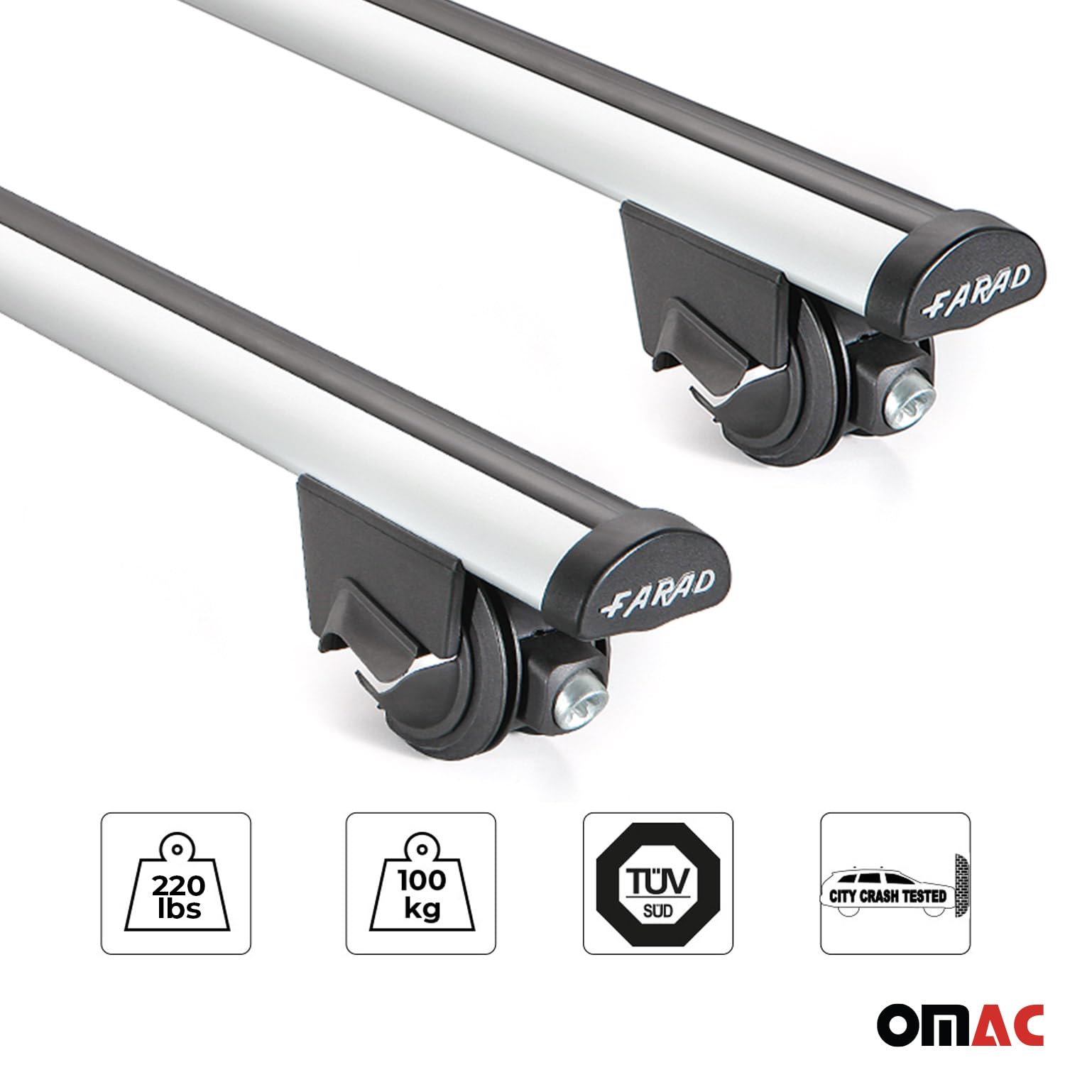 OMAC 220 Lbs Aluminum Roof Rack Cargo Carrier for Mercedes GLC Class X253 (2016-2022) - Durable Gray Luggage Rack - Perfect for Road Trips, Camping & Outdoor Adventures