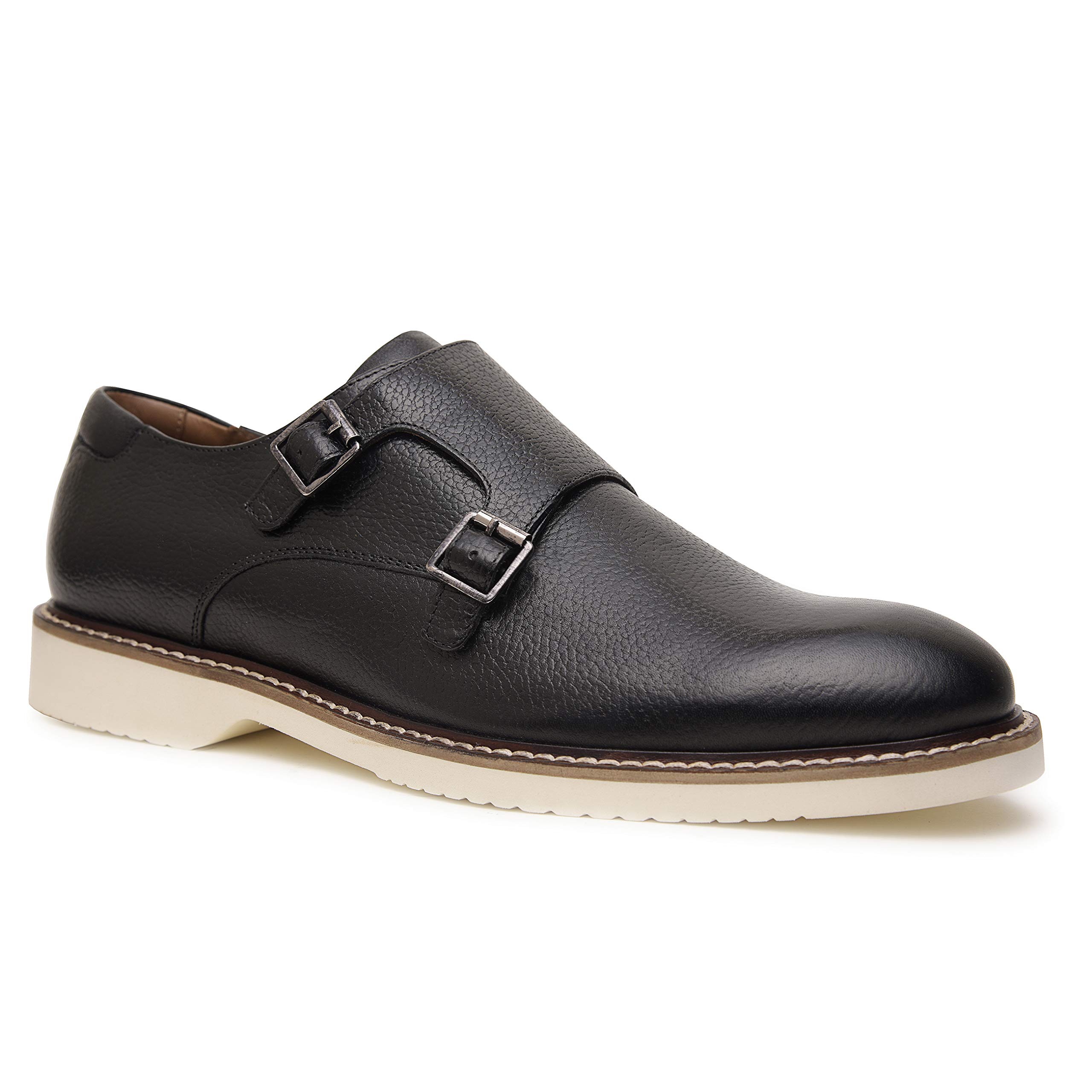 Genuine Leather Suede Dress Shoes for Men - Luxury Handcrafted Monk Strap Casual Shoes with Lightweight EVA Sole | Plain Toe Design | Perfect for Business, Weddings & Formal Occasions