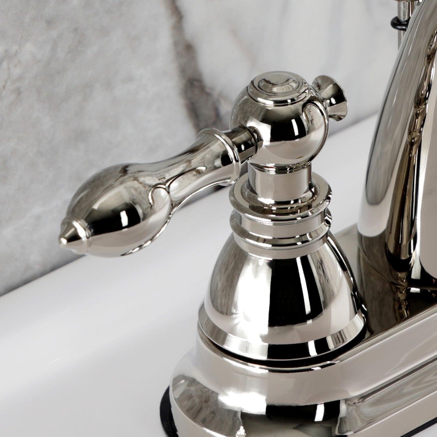 FSY5619ACL Polished Nickel 4-Inch Centerset Bathroom Faucet - Double Handle Deck Mount with Pop-Up Drain - Classic American Design for Bathroom & Powder Room Sink
