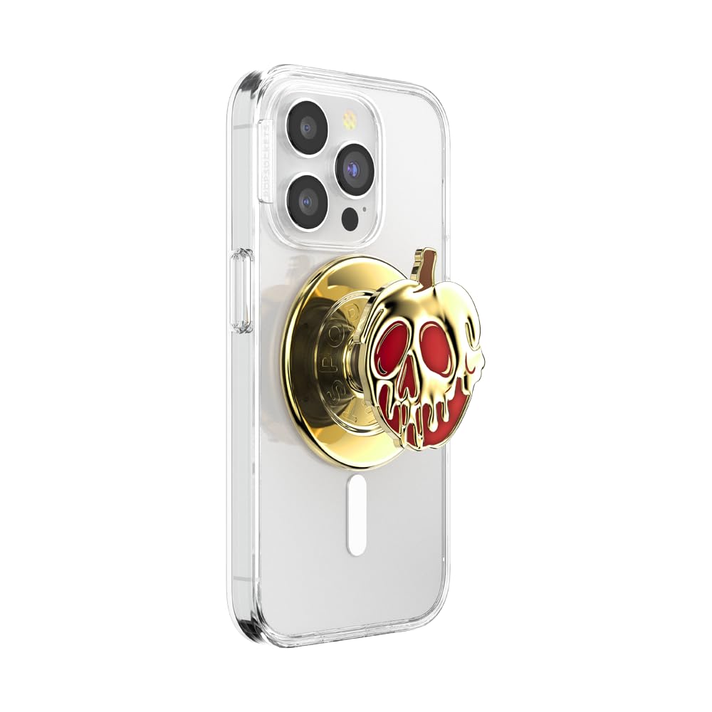 PopSockets Round MagSafe-Compatible Phone Grip with Adapter Ring - Disney Villains Poison Apple Design | Wireless Charging Friendly Phone Holder for iPhone | Perfect for Commuting, Gym & Hands-Free Selfies