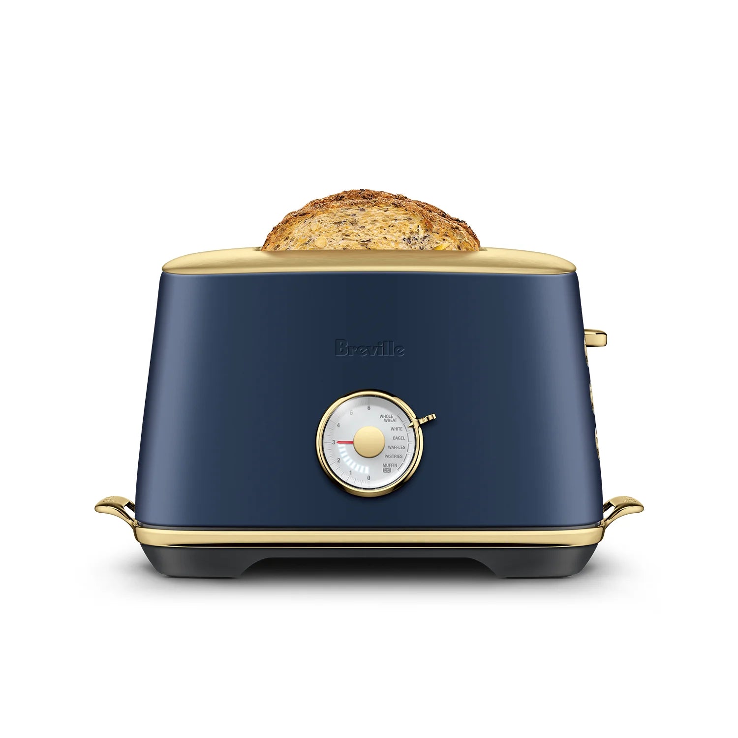 Breville The Toast Select Luxe 4-Slice Toaster - Damson Blue & Brass Finish (BTA735DBB) | Perfect for Breakfast, Brunch & Entertaining | Commercial-Grade Performance for Restaurants & Home Kitchens