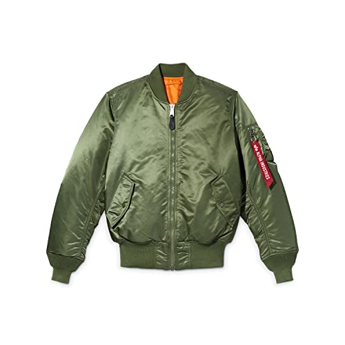 Alpha Industries Men's MA-1 Flight Bomber Jacket - Classic Military Style Aviator Coat for Men, Lightweight Nylon Outerwear (Perfect for Casual Wear, Street Fashion & Outdoor Adventures)
