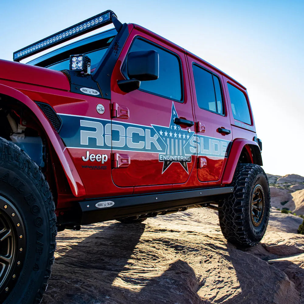 2024 Jeep Wrangler JL 4-Door Rock Slider Steps - Heavy Duty Off-Road Protection & Side Steps - Perfect for Rock Crawling, Trail Riding & Daily Driving
