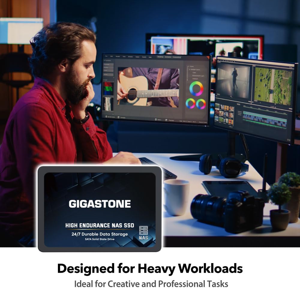 Gigastone 512GB NAS SSD Drive (2-Pack) - High Endurance TLC RAID Storage for 24/7 Operation | 2.5