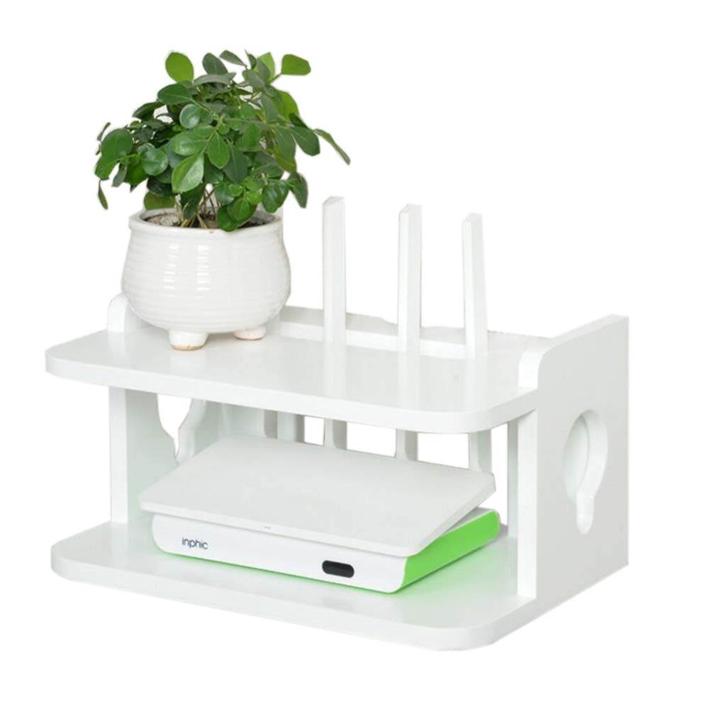 Solid Wood TV Stand Shelf - Wall Mounted Storage Box for WiFi Router, Set Top Box - Living Room & Bedroom Organizer - 3 Colors & 2 Sizes (White, 11.8×17.8×6.1 Inches) - Perfect for Home Entertainment Centers & Small Space Organization