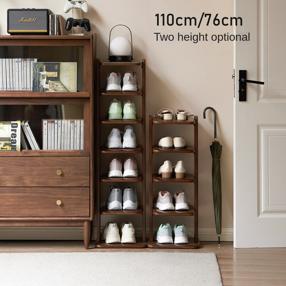 Solid Beech Wood Ultra Narrow Shoe Cabinet - Space Saving Entryway Storage Organizer for Small Apartments & Closets
