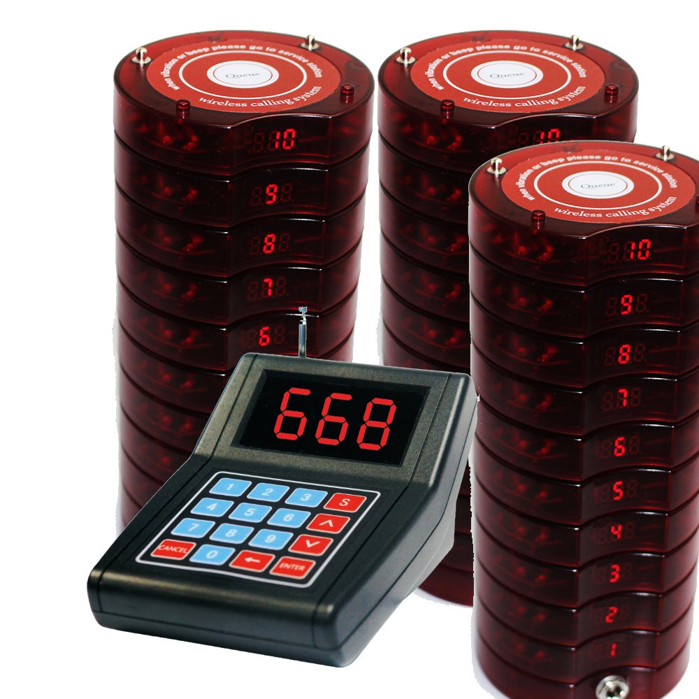 30 Coaster Pagers + 1 Keypad Wireless Paging System for Restaurants, Churches & Offices – Efficient Guest & Waiter Communication for Busy Dining, Events & Food Trucks