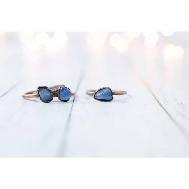 Tanzanite Copper Stacking Ring for Women - Elegant Adjustable Layered Rings Set - Perfect for Everyday Wear, Gift Giving & Special Occasions