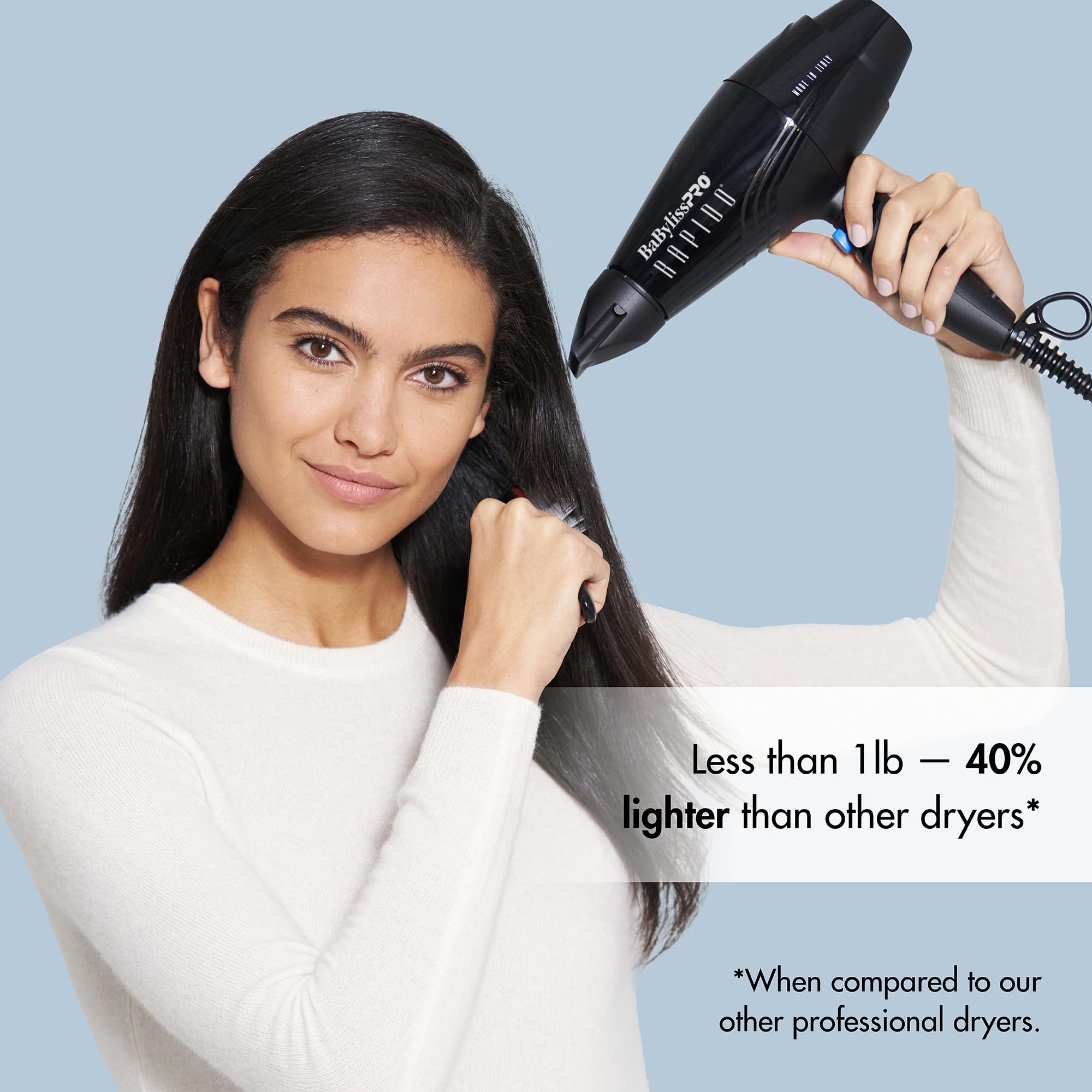 BaBylissPRO Nano Titanium Italian Rapido Hair Dryer - 2000W Professional Lightweight Blow Dryer for Salon & Home Use, Fast Drying with Ionic Technology