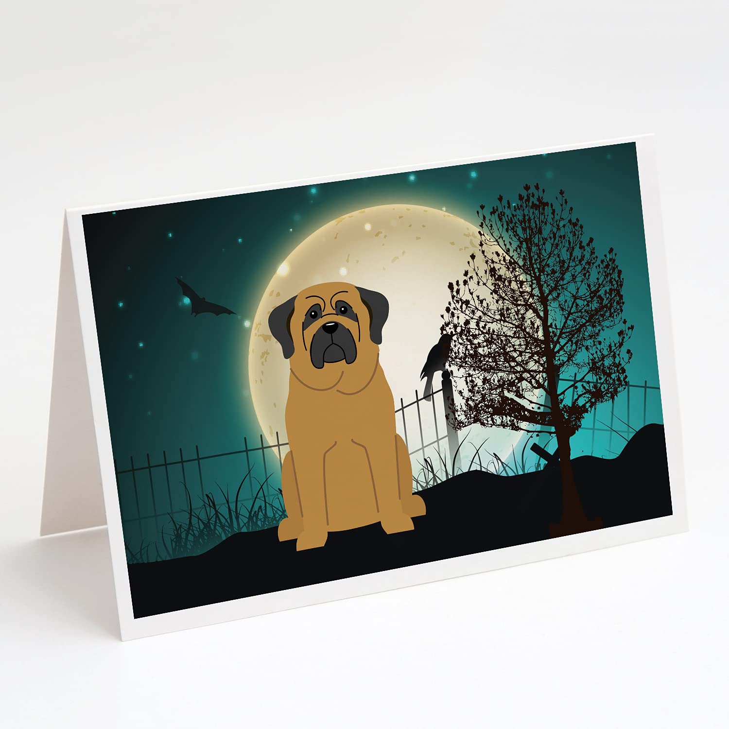 Halloween Scary Mastiff Greeting Cards - Pack of 8 Blank A7 Size (5x7) Note Cards with Envelopes | Whimsical Dog-Themed Stationery for Halloween Parties, Spooky Decor & Gifts