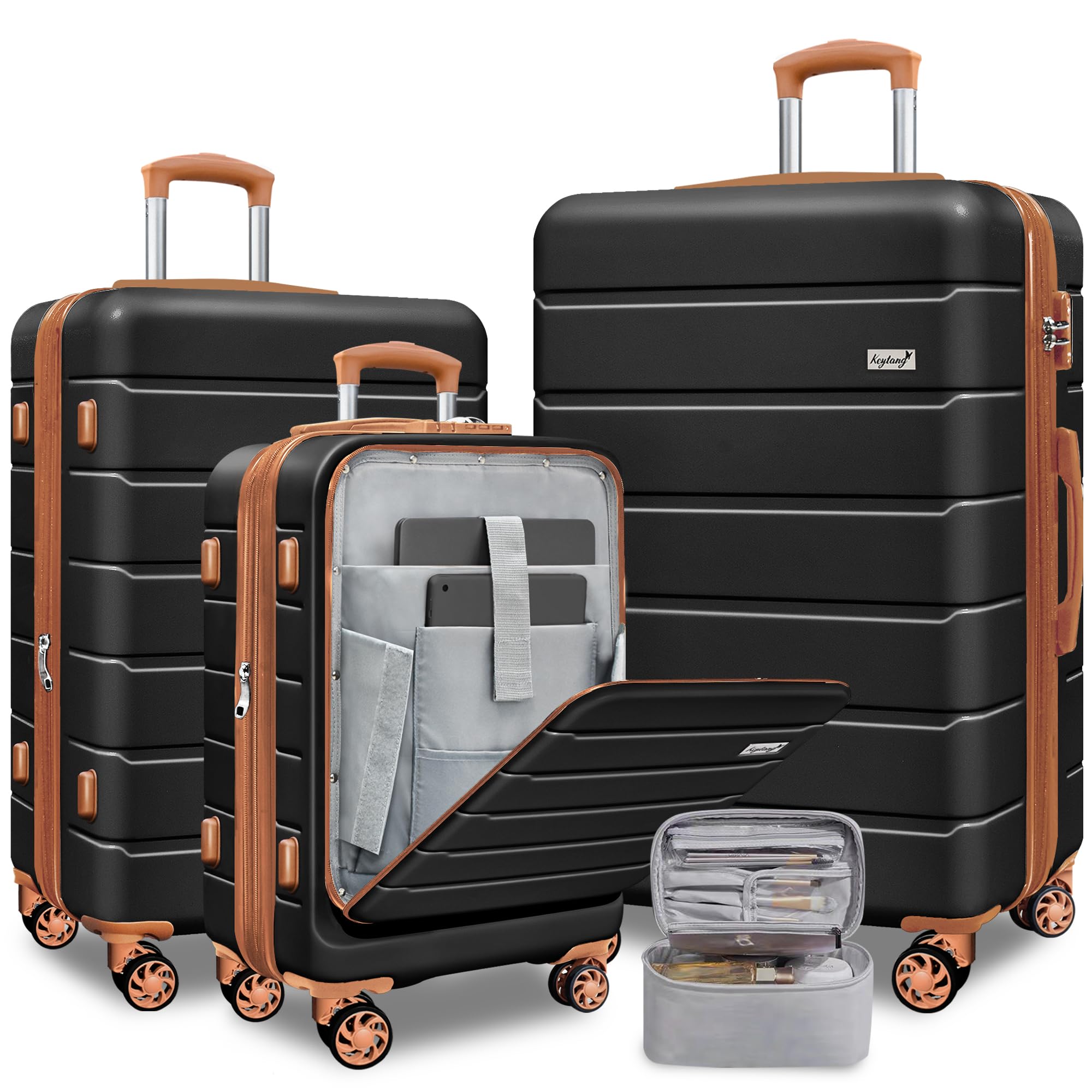 SmileLine 3-Piece Lightweight Hardside Luggage Set with TSA Lock & Spinner Wheels - 20