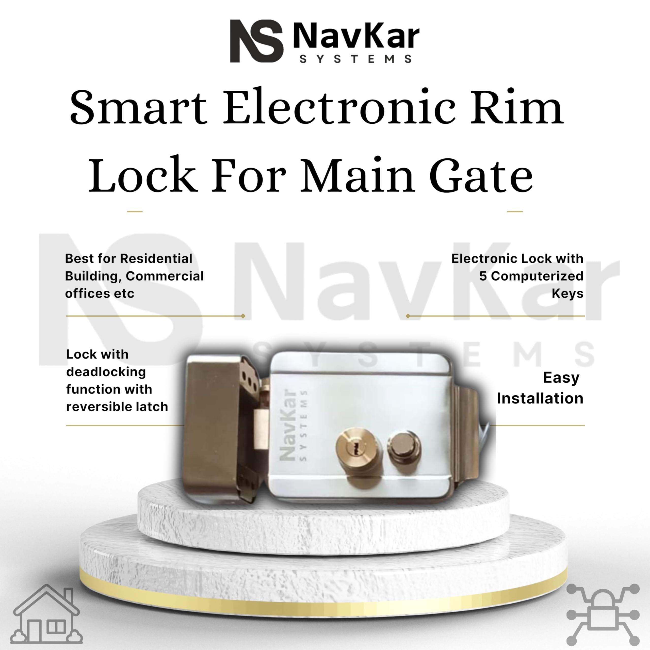 NAVKAR SYSTEMS Smart Stainless Steel Electronic Door Lock with Video Door Phone - Secure Keyless Entry for Homes & Offices | Ideal for Apartments, Villas & Commercial Buildings