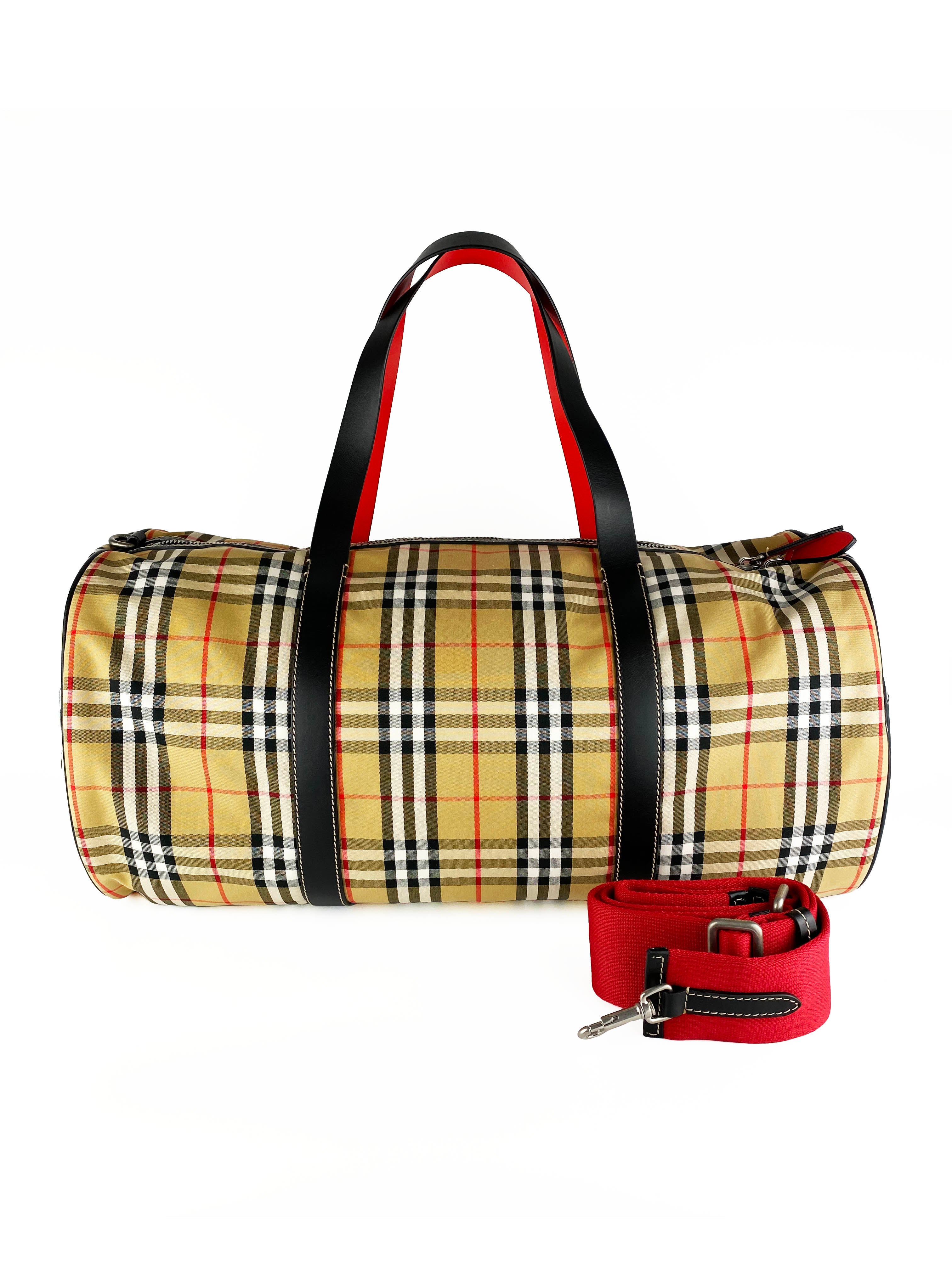 Burberry Kennedy Barrel Holdall Bag - Luxury Leather Tote for Women | Perfect for Travel, Work & Everyday Use