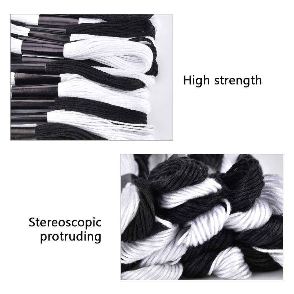 24 Skeins Black & White Cotton Embroidery Floss for Cross Stitch, Friendship Bracelets & Knitting - Includes 12 Floss Bobbins - Perfect for DIY Crafts, Needlework Projects & Handmade Gifts