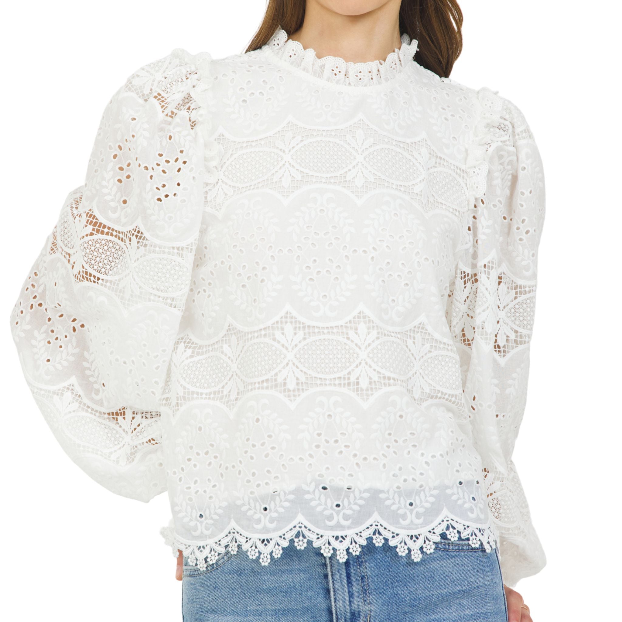 Elegant Jewel Neck Blouse for Women - Fashionable V-Neck Top with Rhinestone Details | Perfect for Office Wear, Date Night & Special Occasions