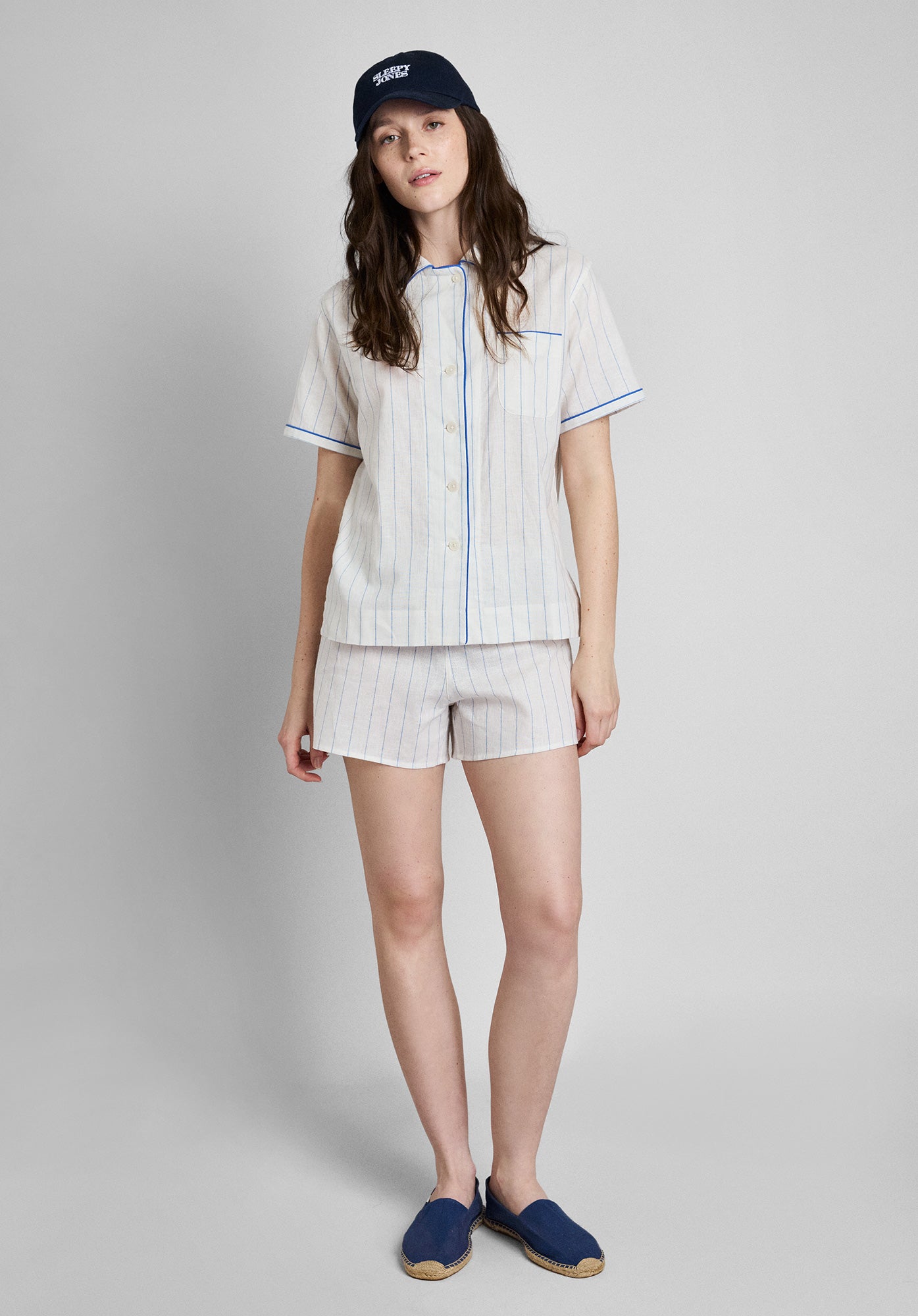 Corita Set in Linen Cotton Baker Stripe - Comfortable Summer Outfit for Women | Beachwear, Casual Wear & Vacation Style