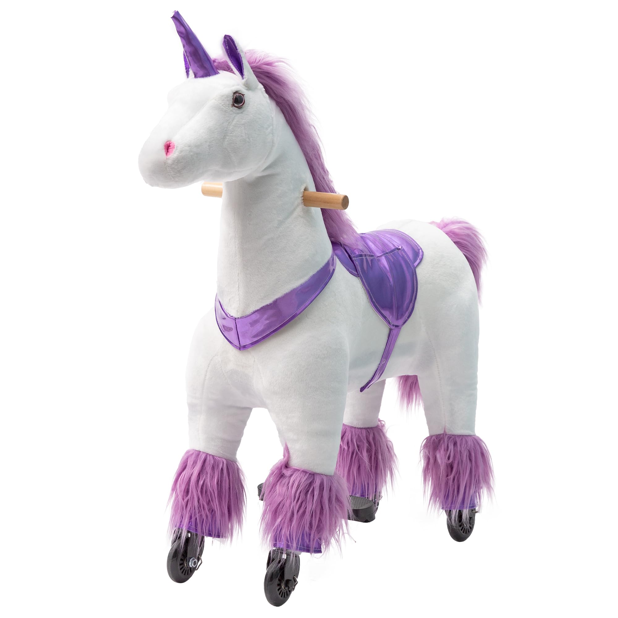Unicorn Ride-On Toy for Girls & Adults - Mechanical Walking Plush Animal with 187 LBS Weight Capacity | No Battery Needed | Perfect for Birthday Gifts, Playtime & Fantasy Adventures