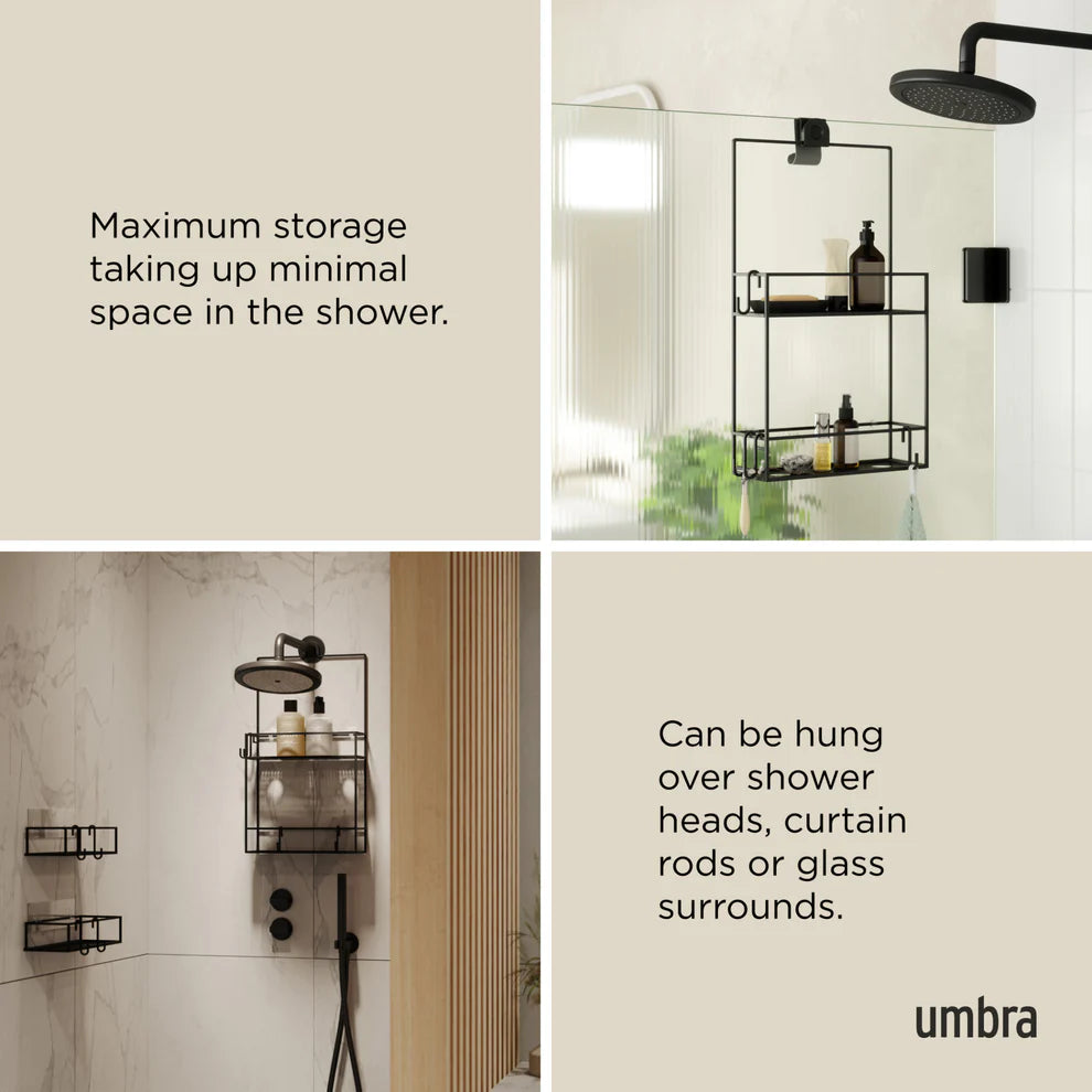 Cubiko Shower Caddy - Rustproof Bathroom Organizer with Hanging Hooks for Shampoo, Soap & Accessories - Perfect for Small Spaces & Dorm Showers