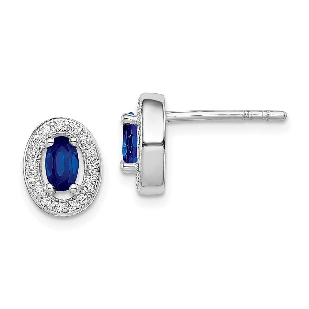 925 Sterling Silver Blue White Cubic Zirconia Oval Stud Earrings - September Birthstone Jewelry for Women | Elegant Gift for Her | Perfect for Weddings, Parties & Daily Wear